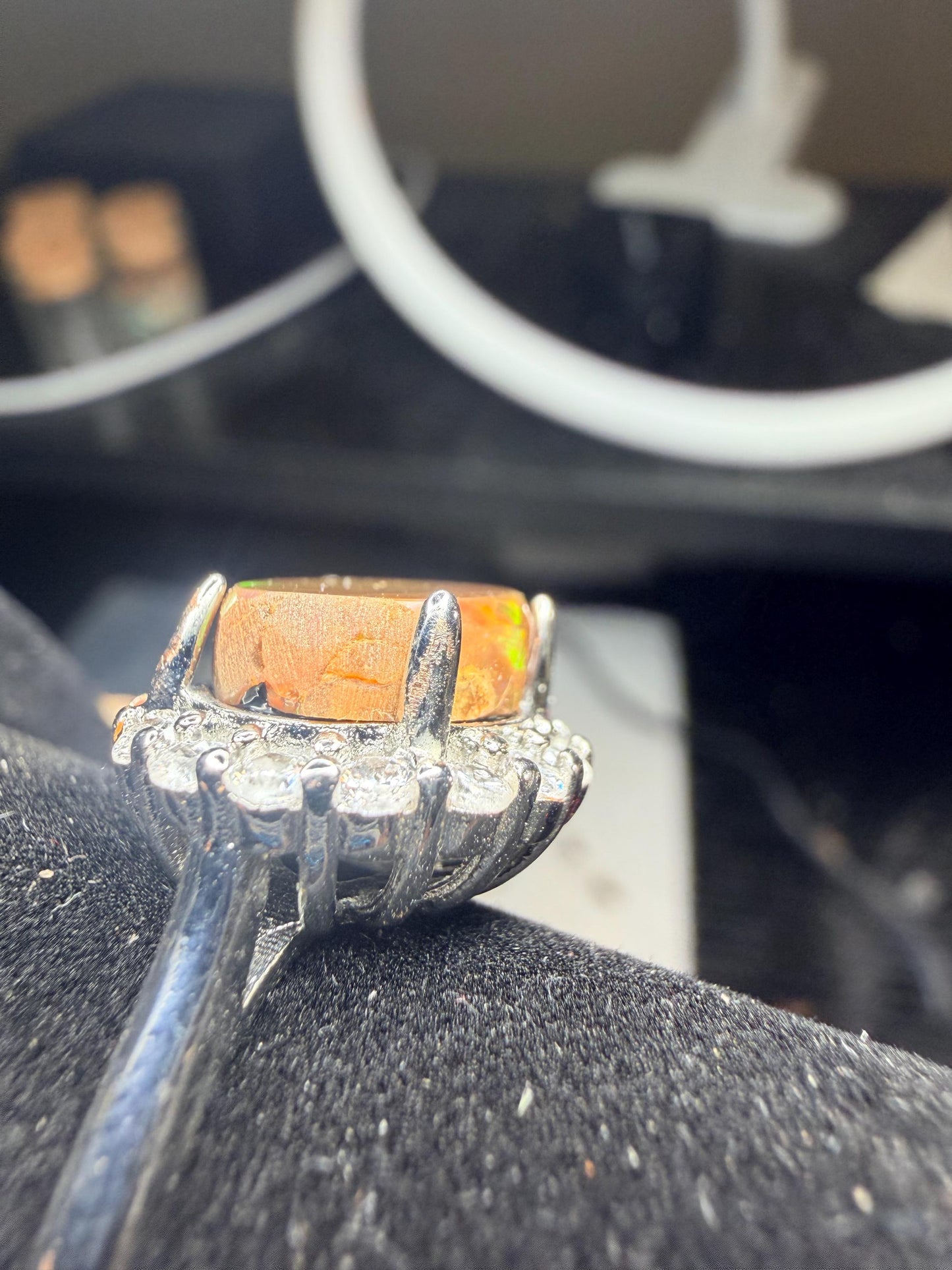 2.6 carat Ethiopian opal adjustable ring