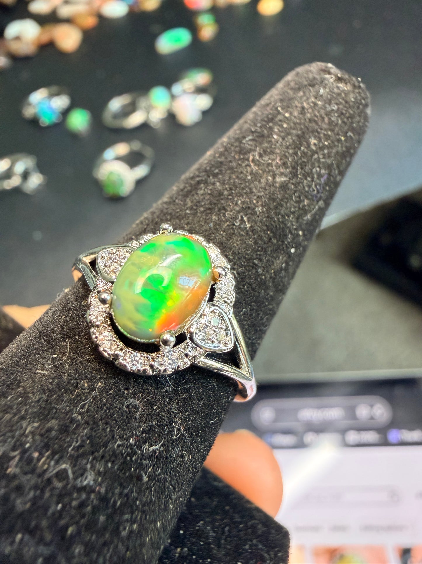 1.2 carat Ethiopian opal adjustable ring