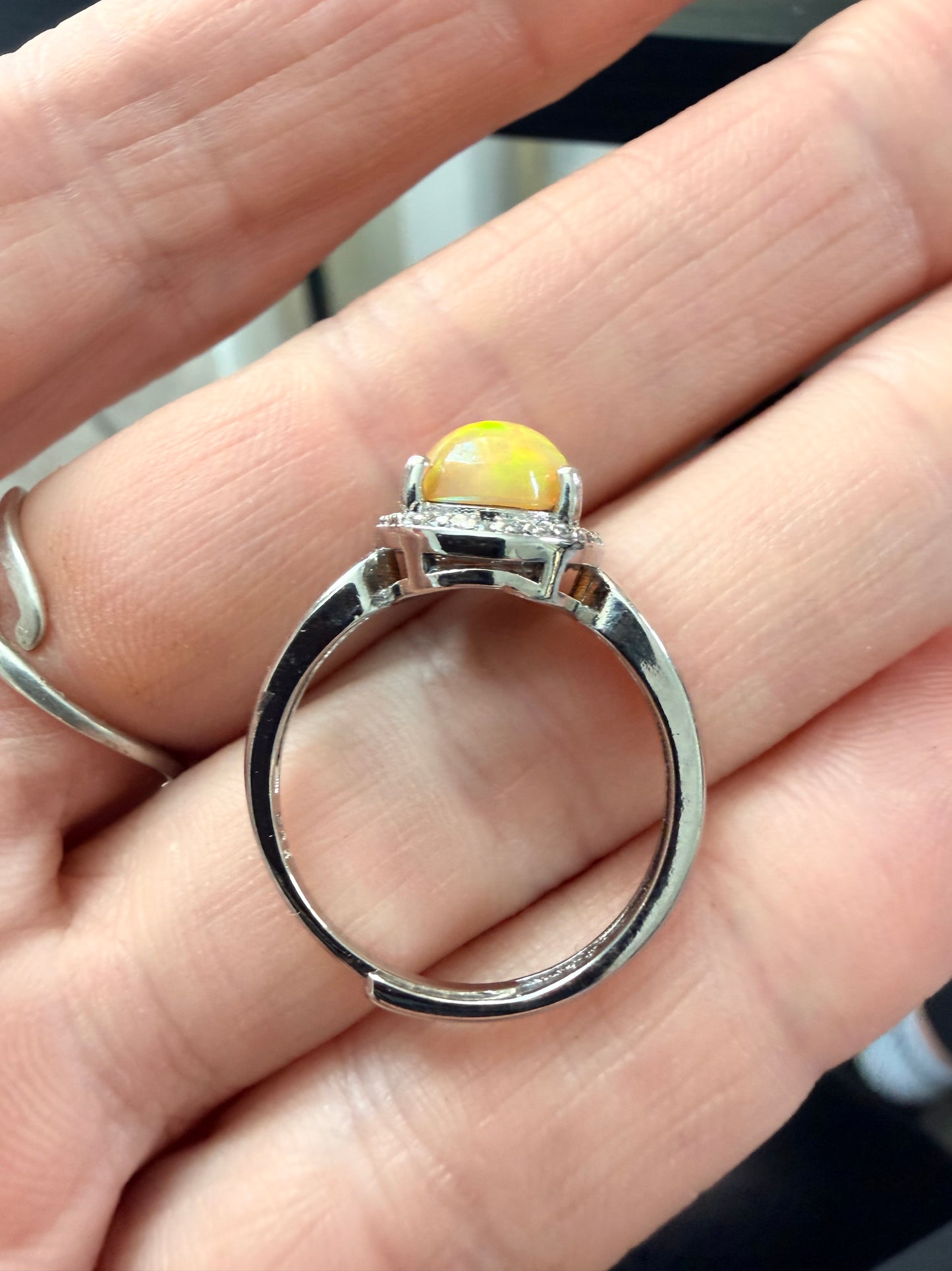 2.4 carat Ethiopian opal adjustable ring orange yellow