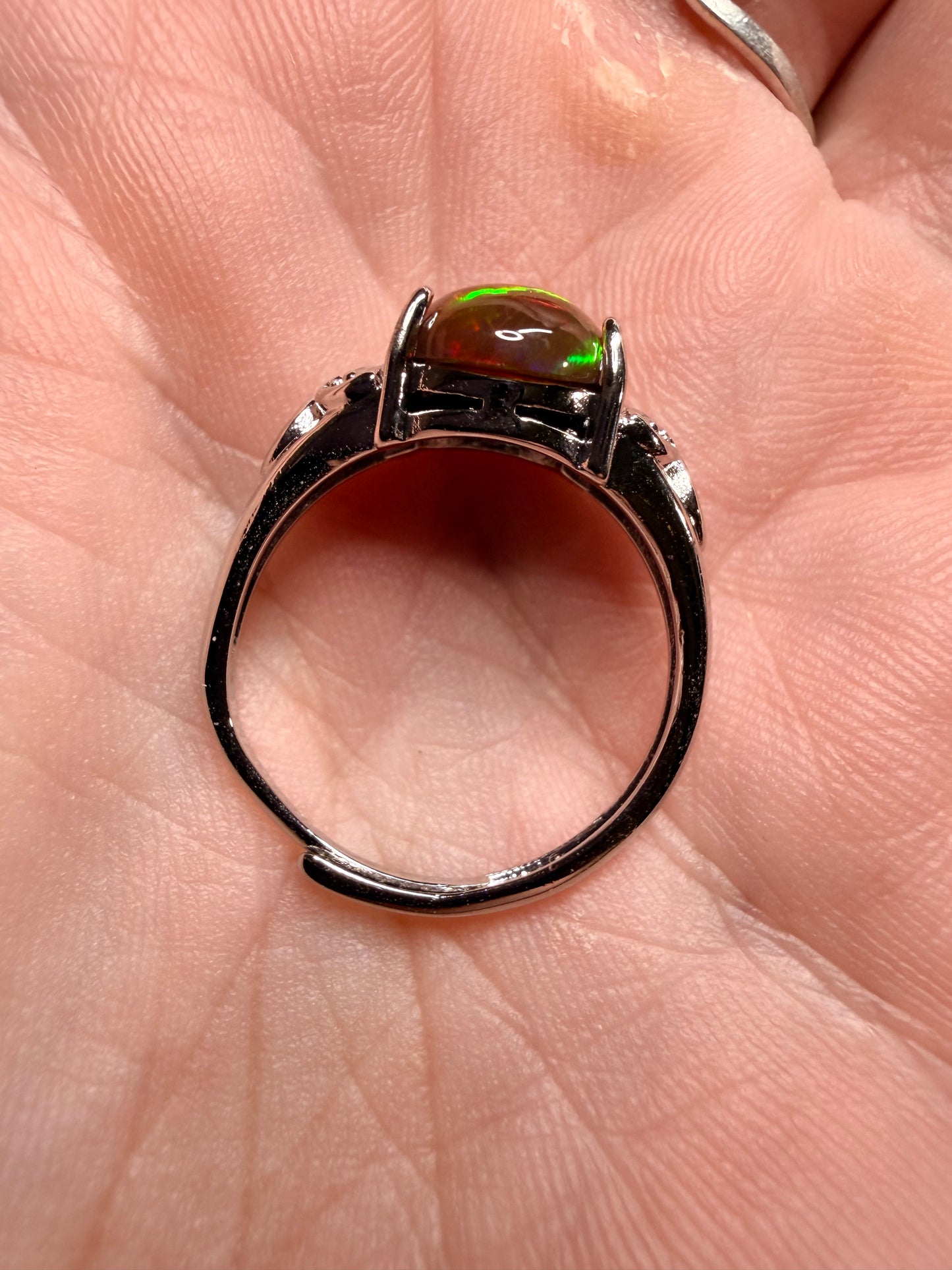 2.4 carat Ethiopian opal natural black adjustable ring