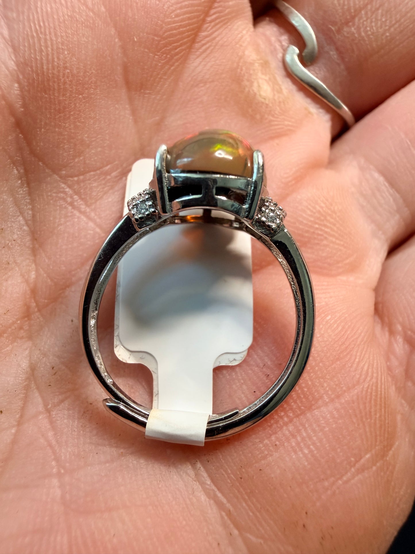 3.3 carat Ethiopian opal adjustable ring 925 silver setting