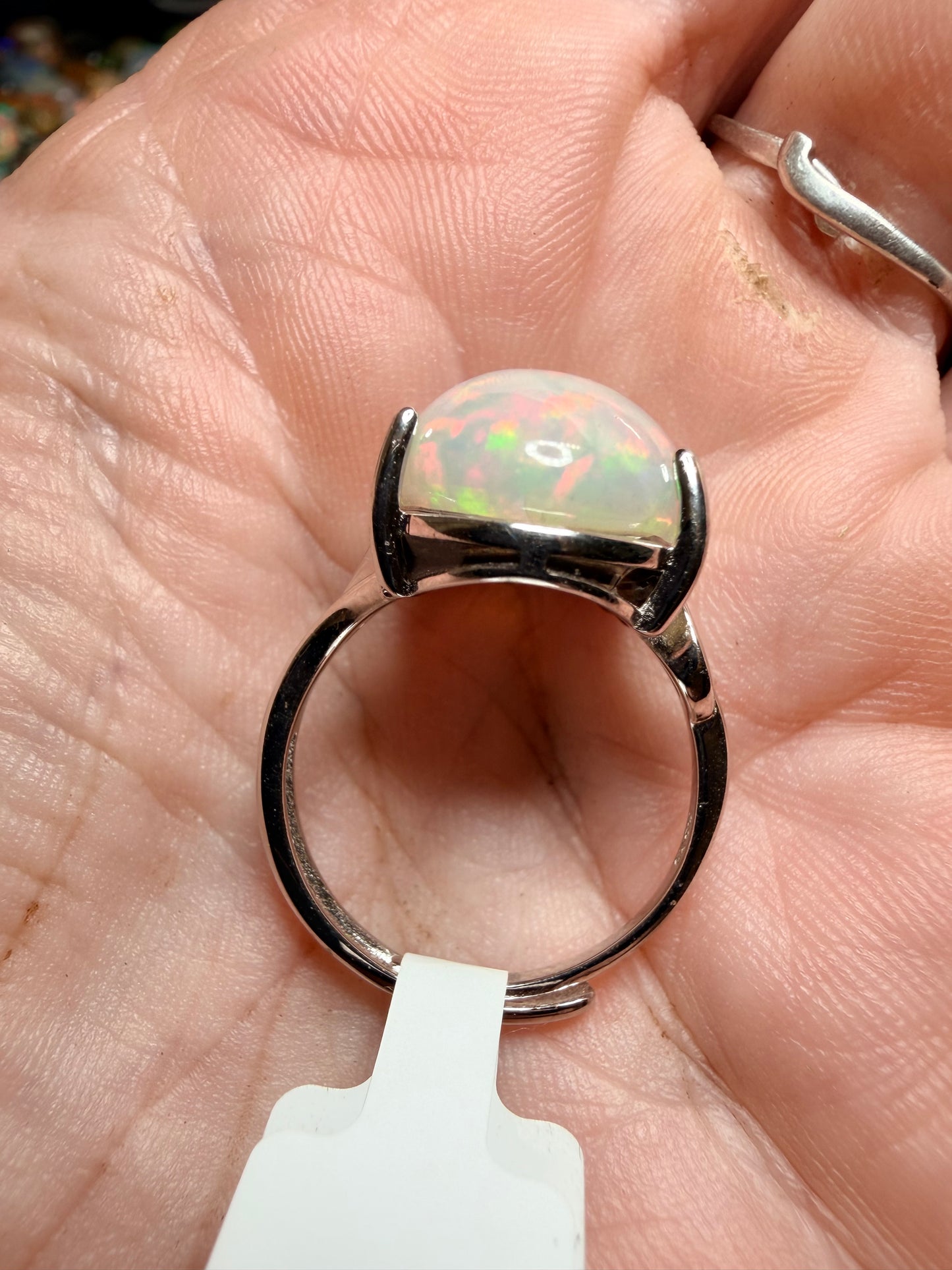 Large 6.8 carat Ethiopian opal adjustable ring