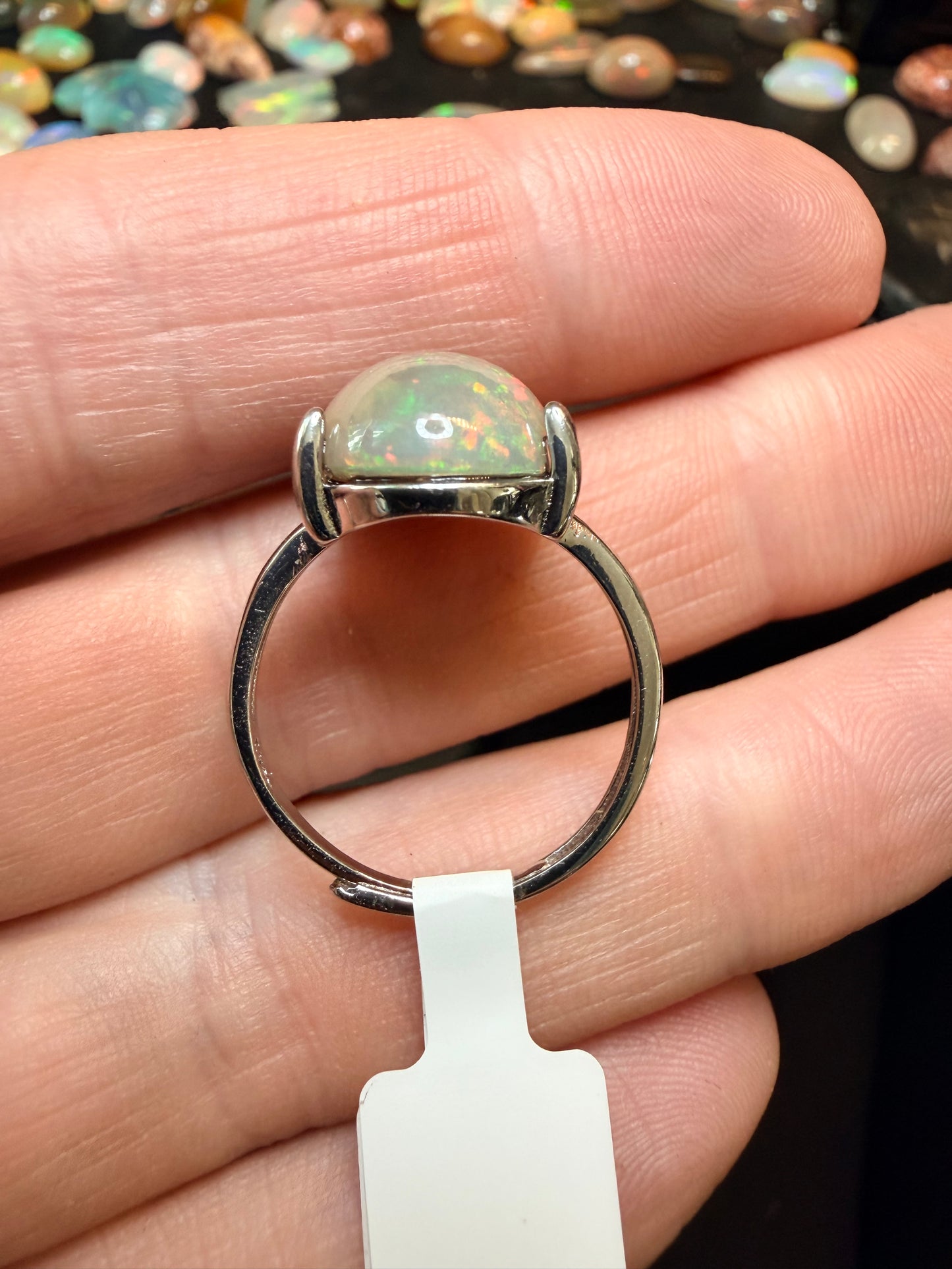 4.45 carats natural chocolate Ethiopian opal adjustable ring