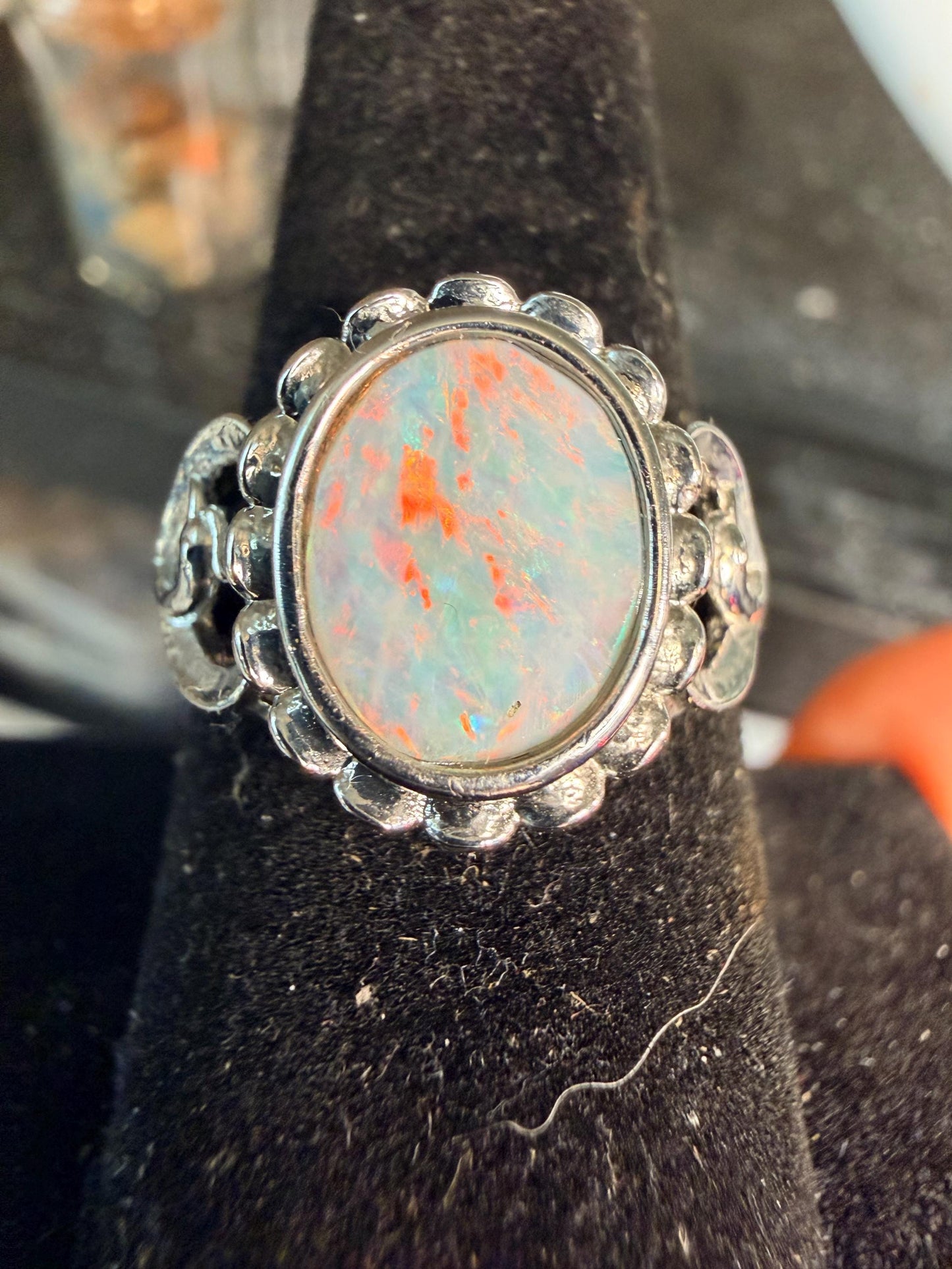 2.5 carat Australian opal adjustable ring insane color flash