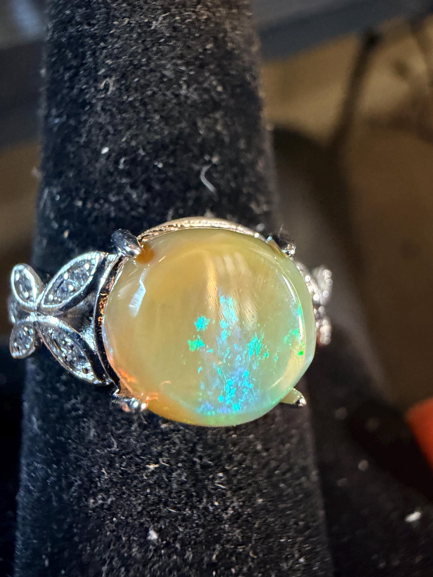 2.3 carat Ethiopian opal adjustable ring