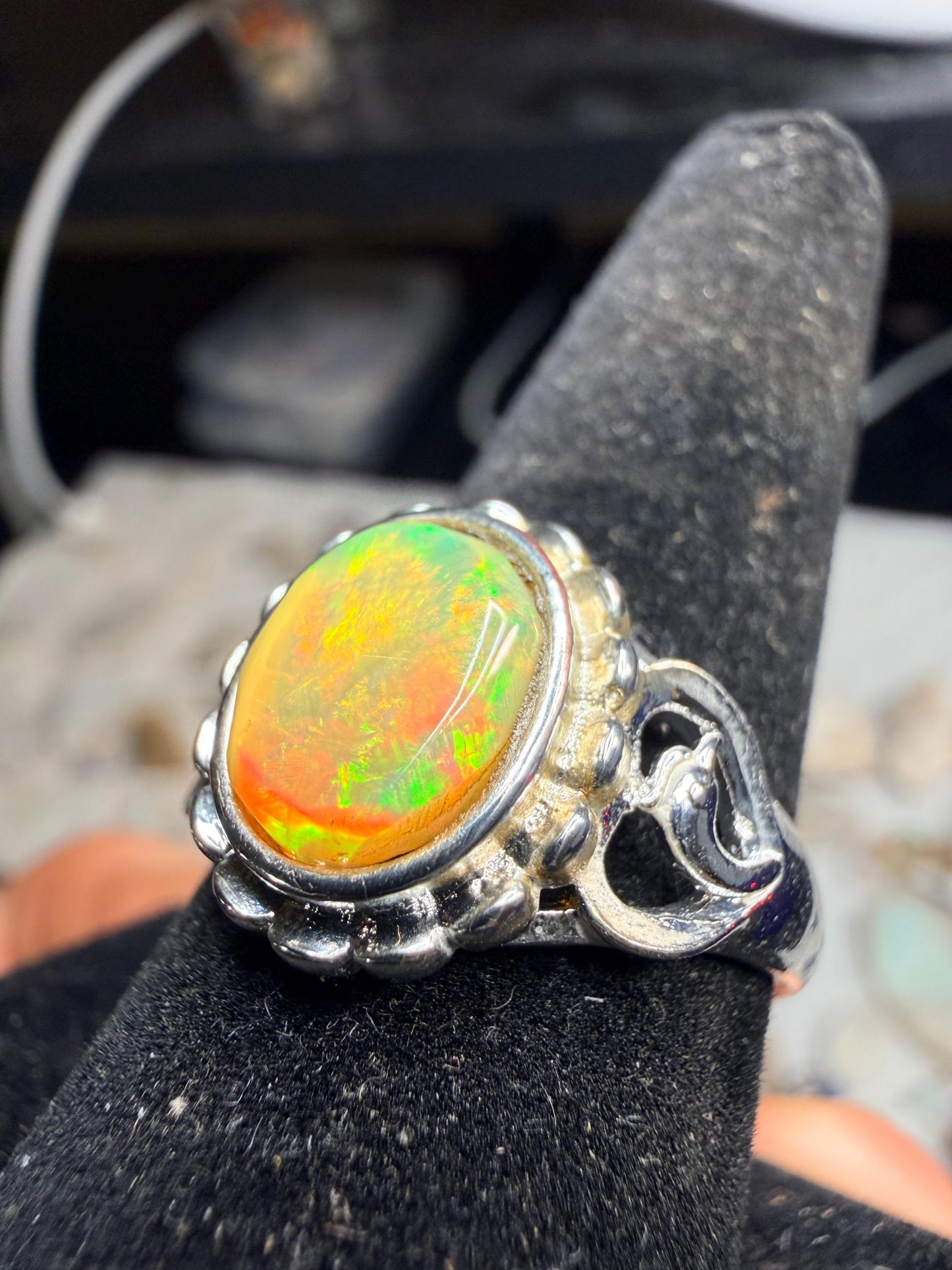1.9 carat Ethiopian opal adjustable ring