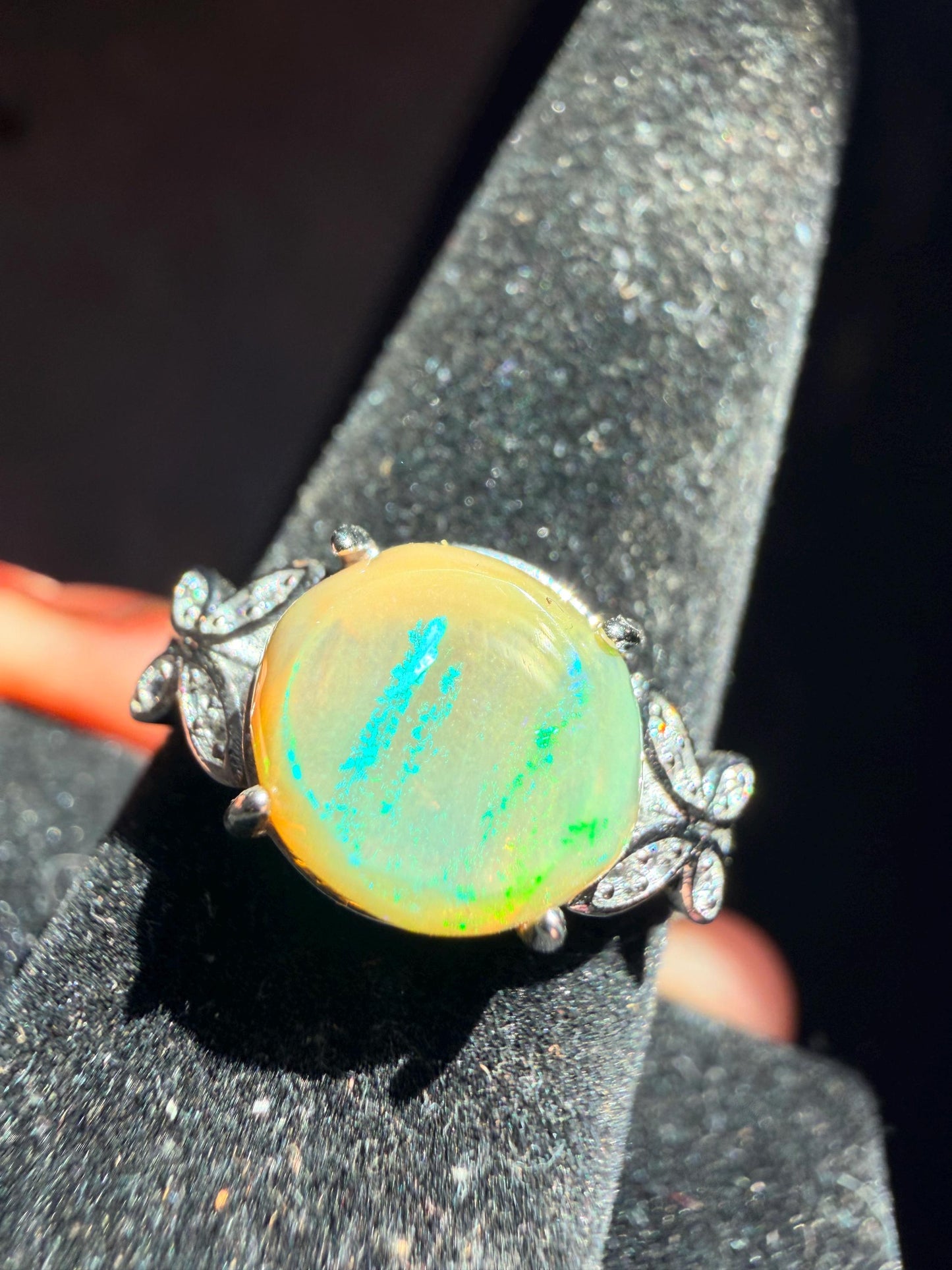 2.3 carat Ethiopian opal adjustable ring