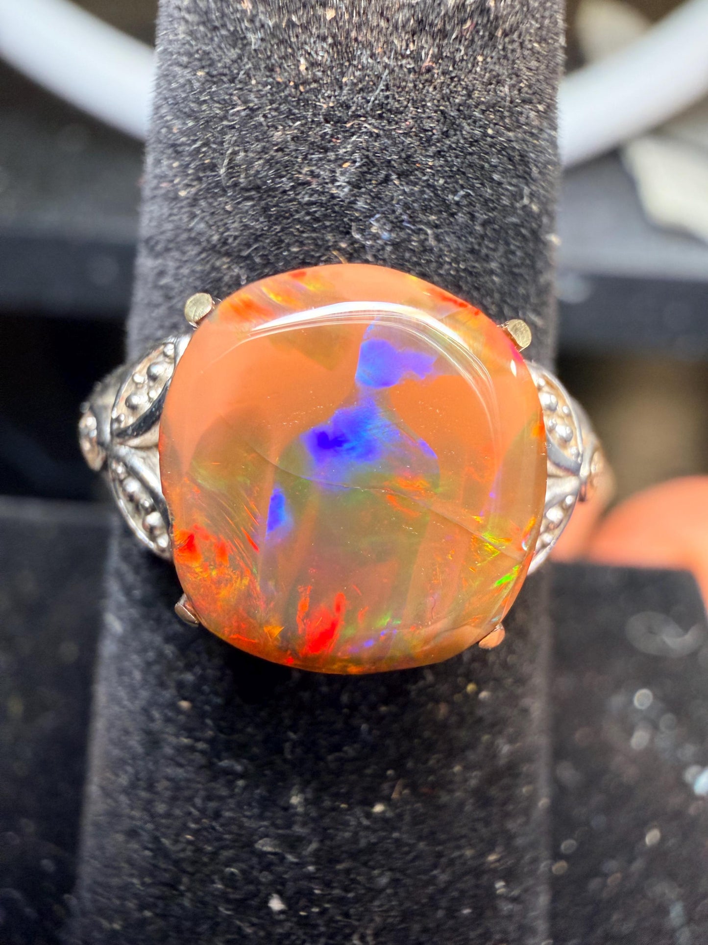4.1 chocolate Ethiopian opal adjustable ring