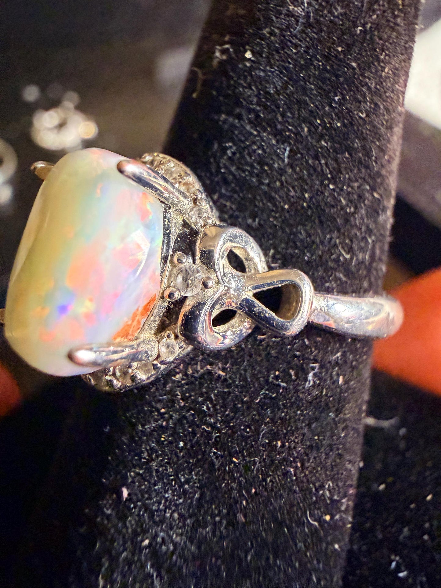 2 carat Australian opal silver adjustable ring (Coober Pedy)