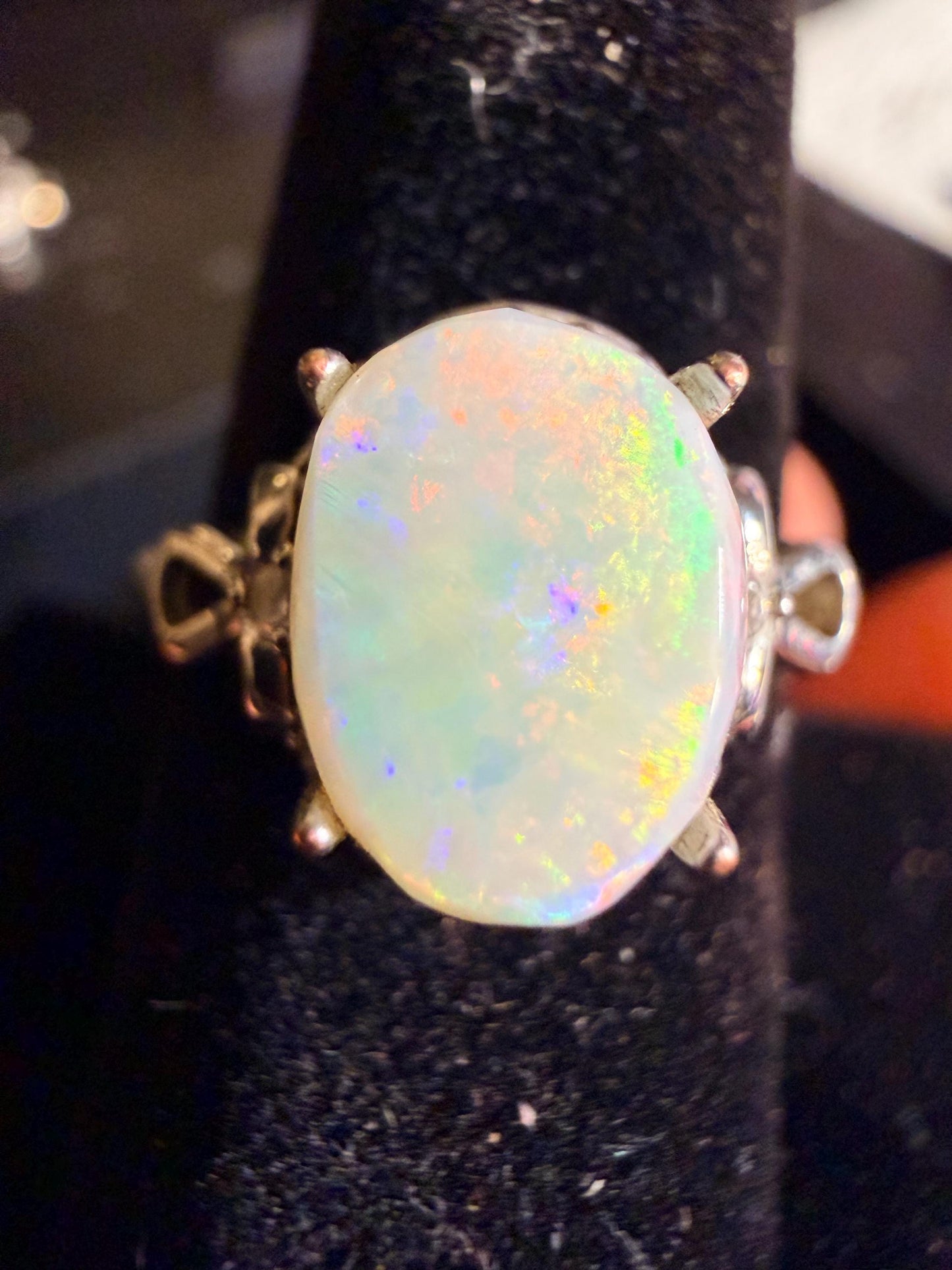 2 carat Australian opal silver adjustable ring (Coober Pedy)