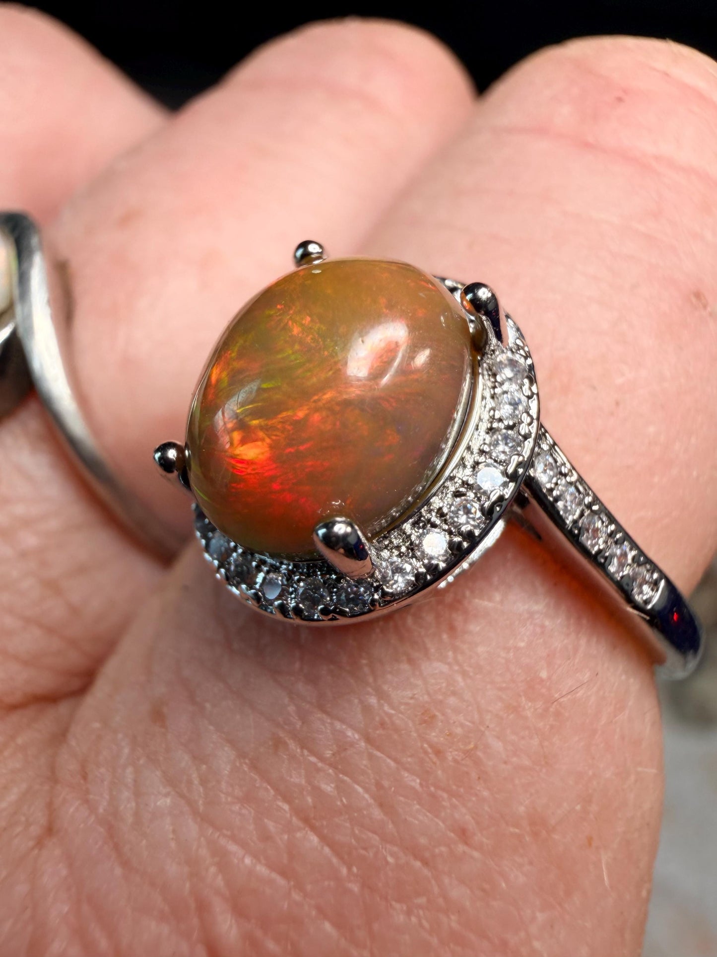 Gorgeous dark 2.7 carat Ethiopian opal adjustable ring