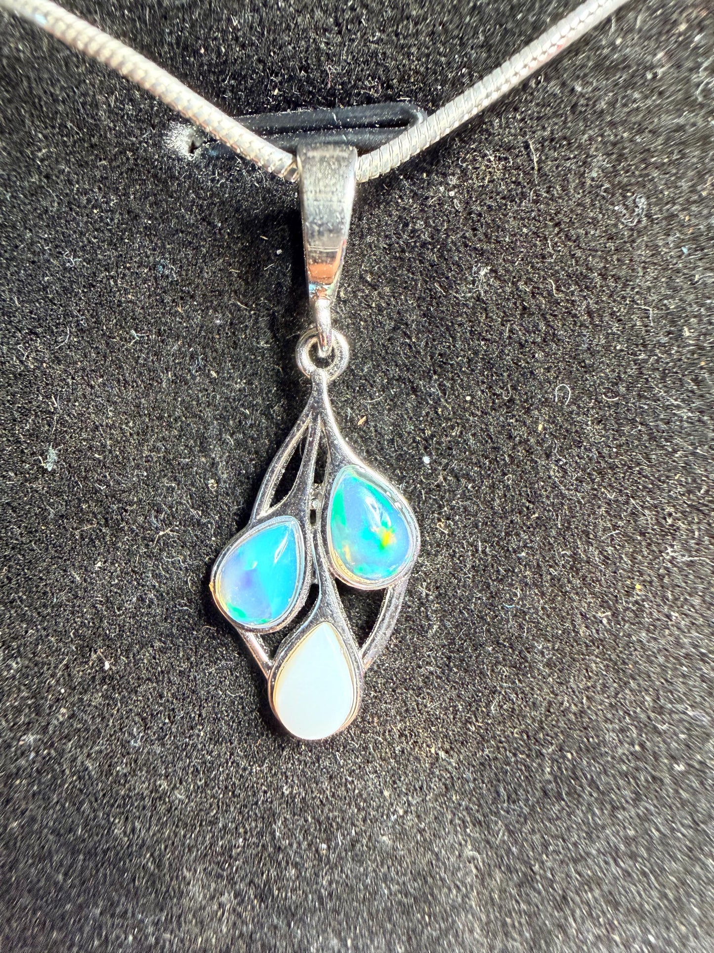 Australian and Ethiopian opal silver pendant