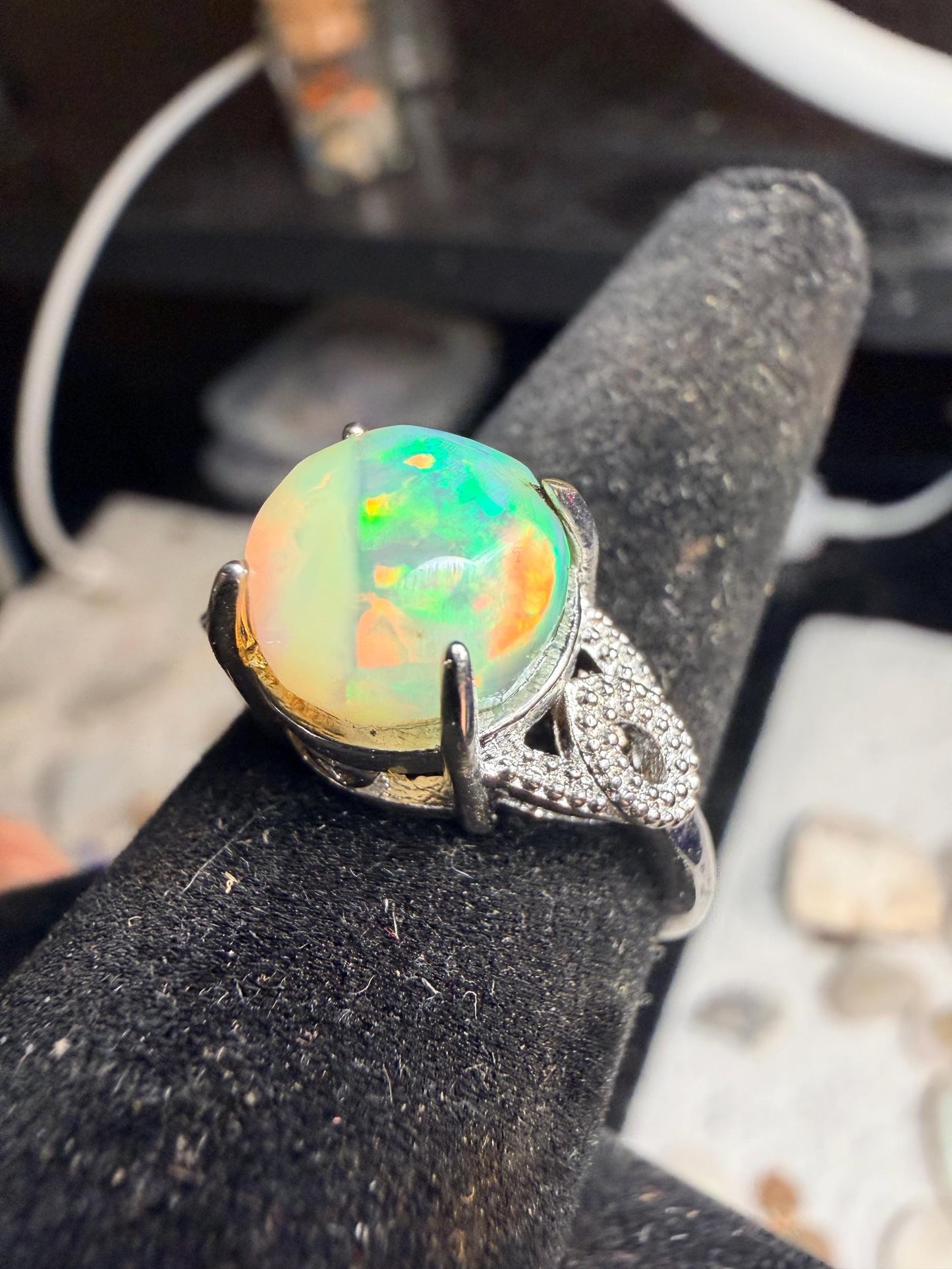 2.3 carat Ethiopian opal adjustable ring