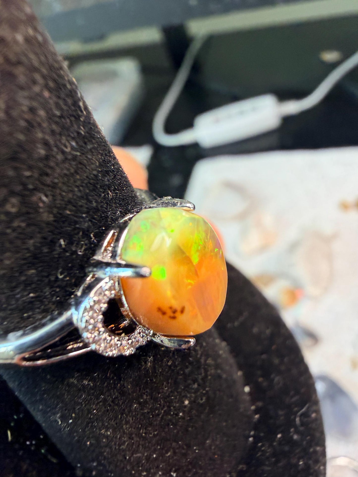 2.1 carat Ethiopian opal adjustable ring