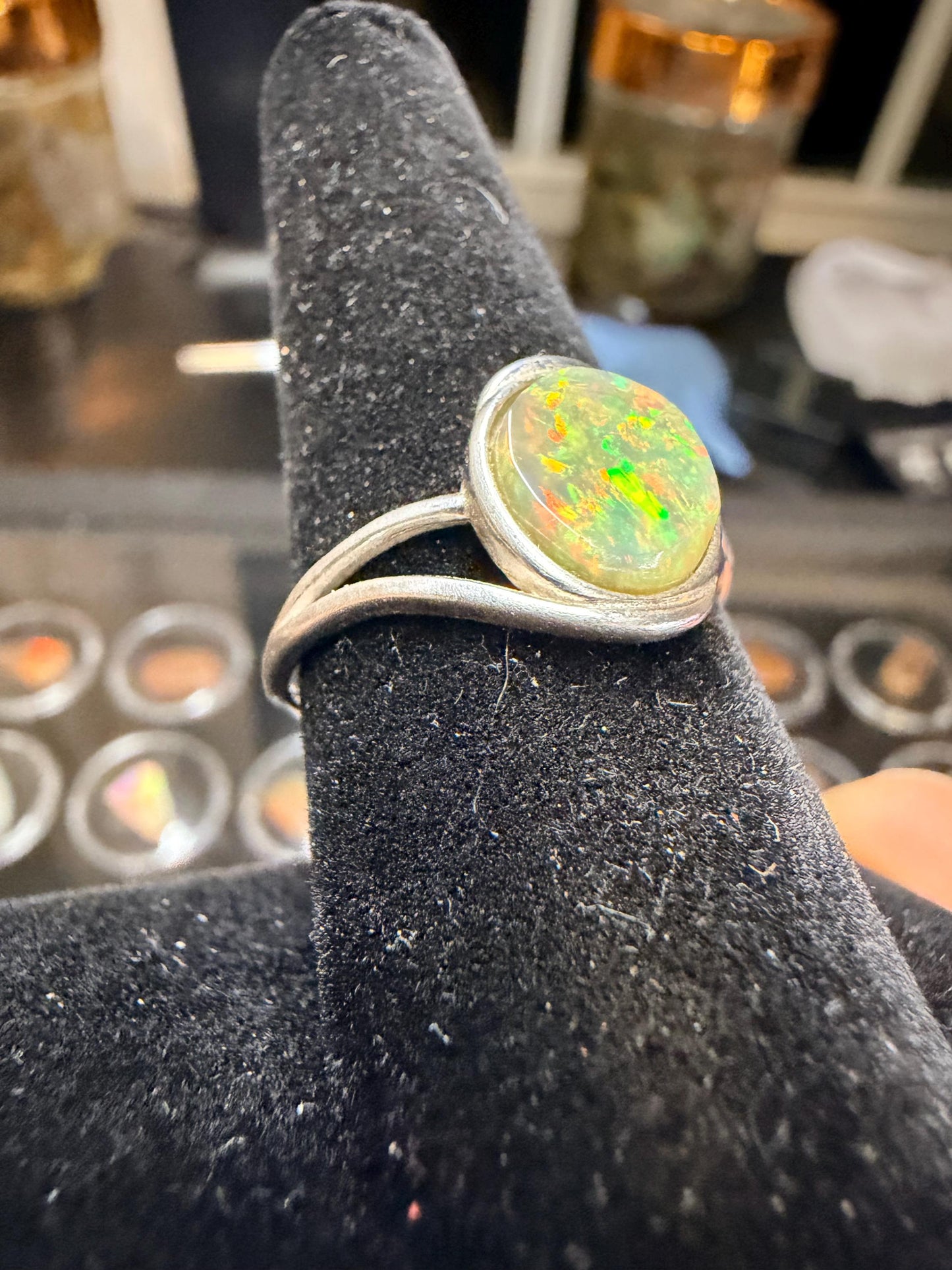2.1 carat Ethiopian opal adjustable ring