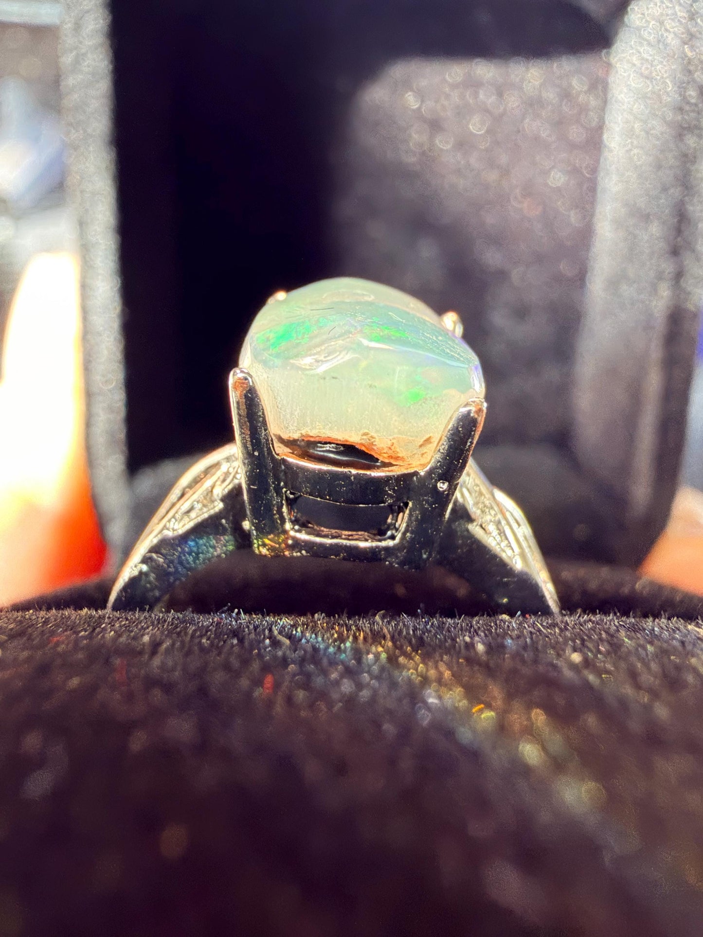 2.4 carat Ethiopian opal adjustable ring