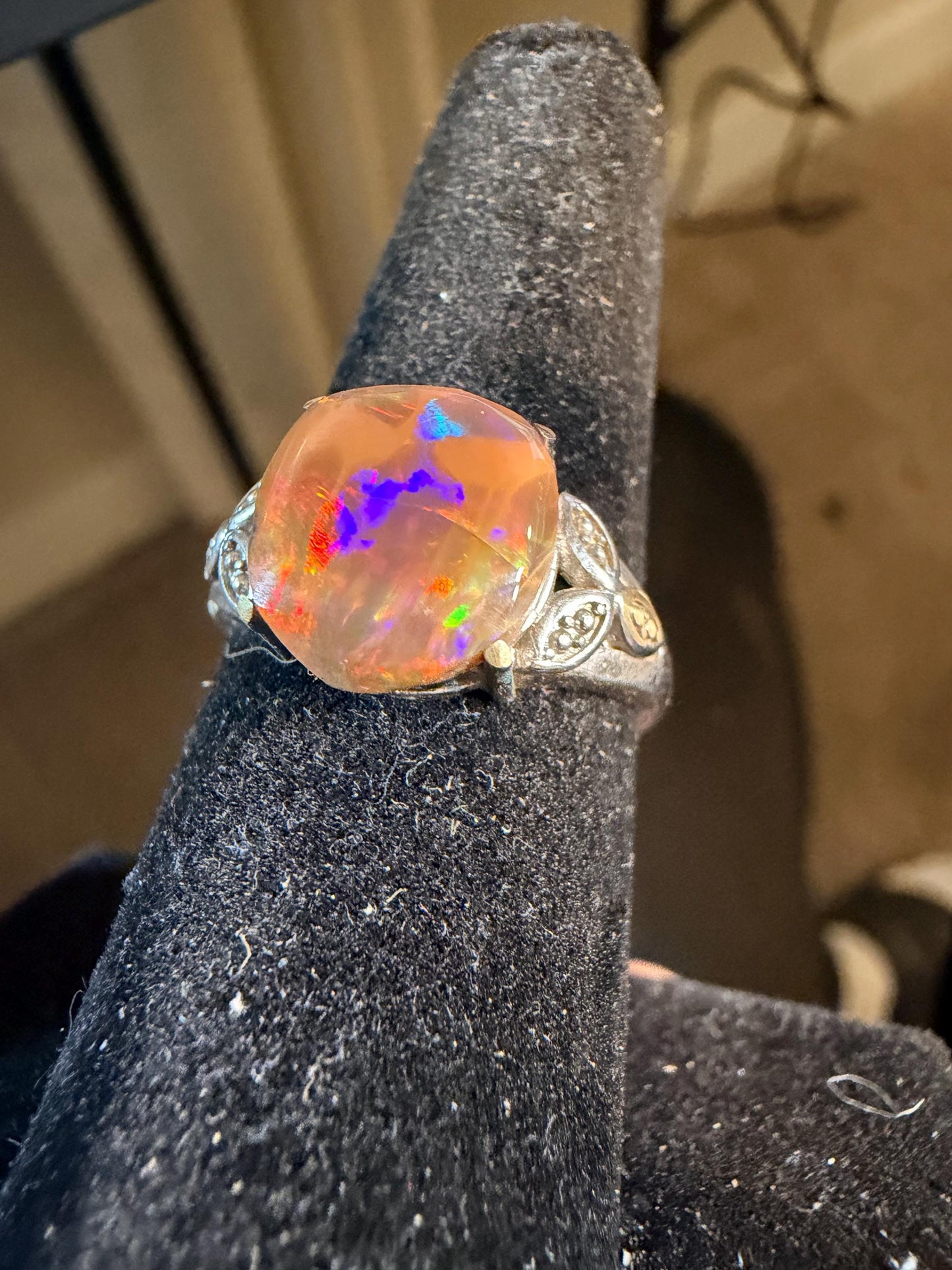 4.1 chocolate Ethiopian opal adjustable ring