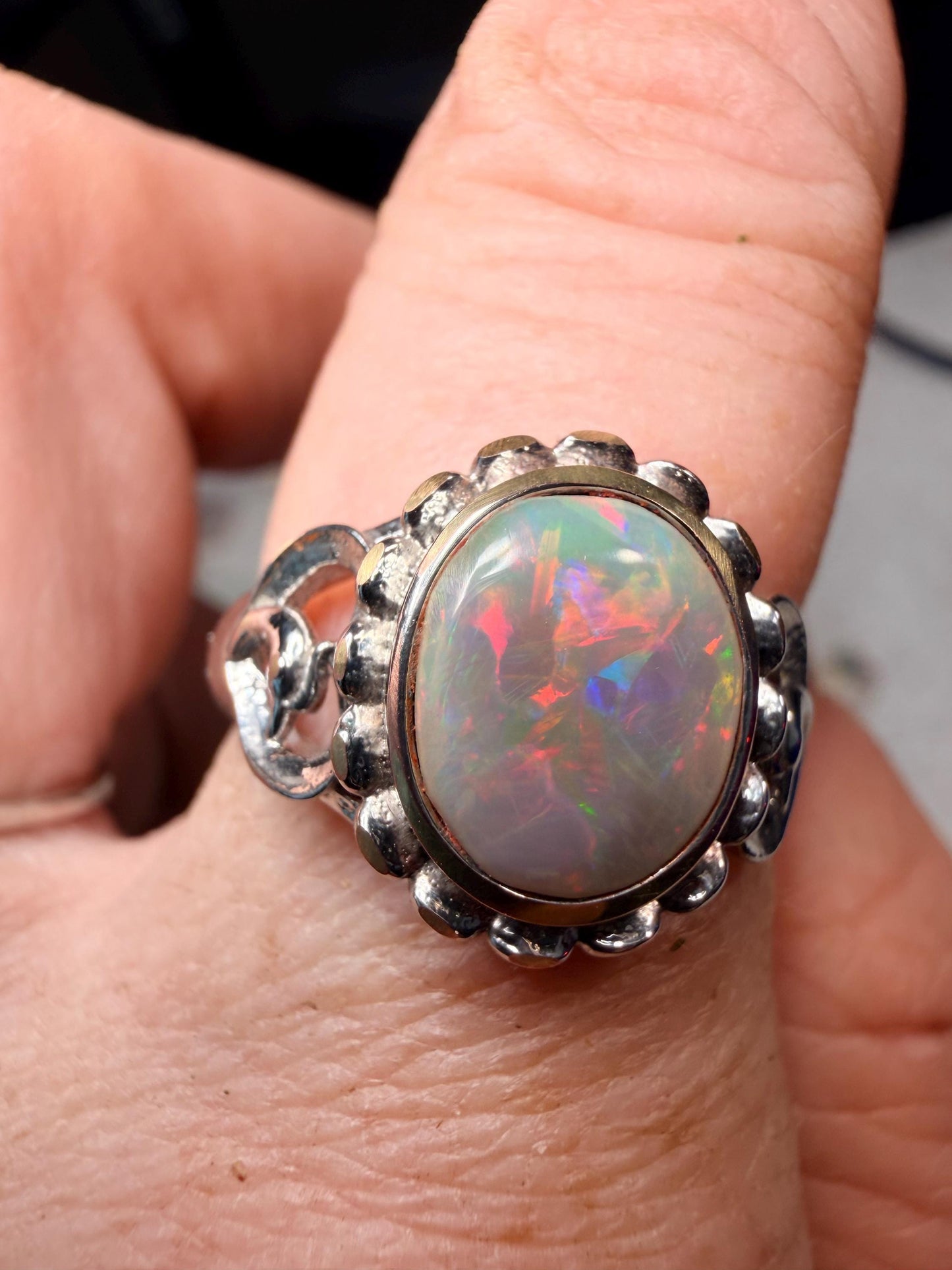 1.7 carat Ethiopian opal set in an adjustable ring