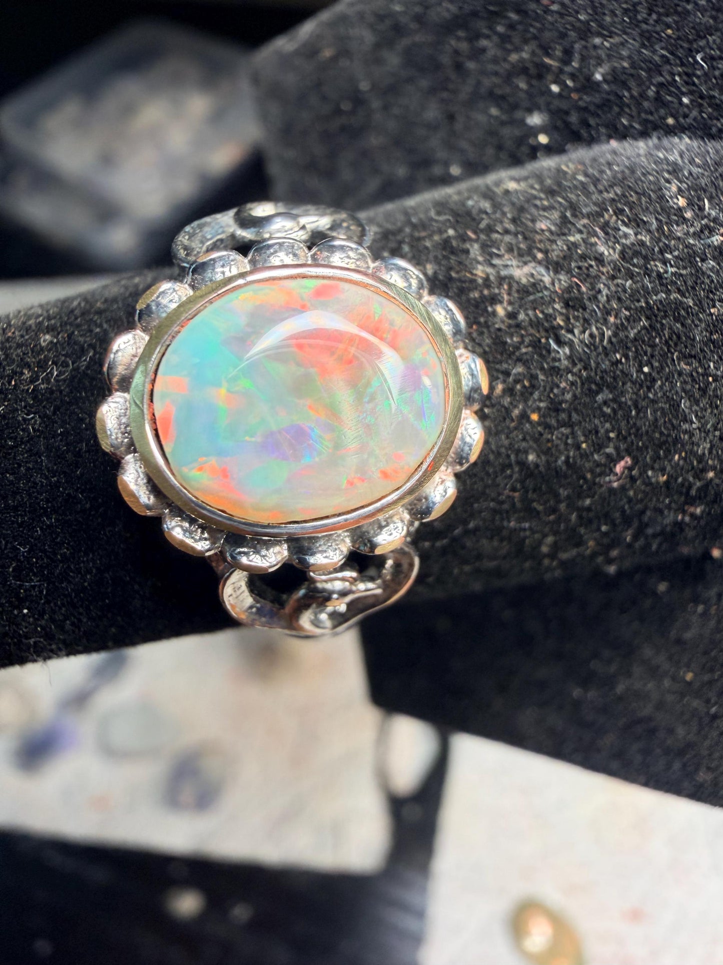 1.7 carat Ethiopian opal set in an adjustable ring