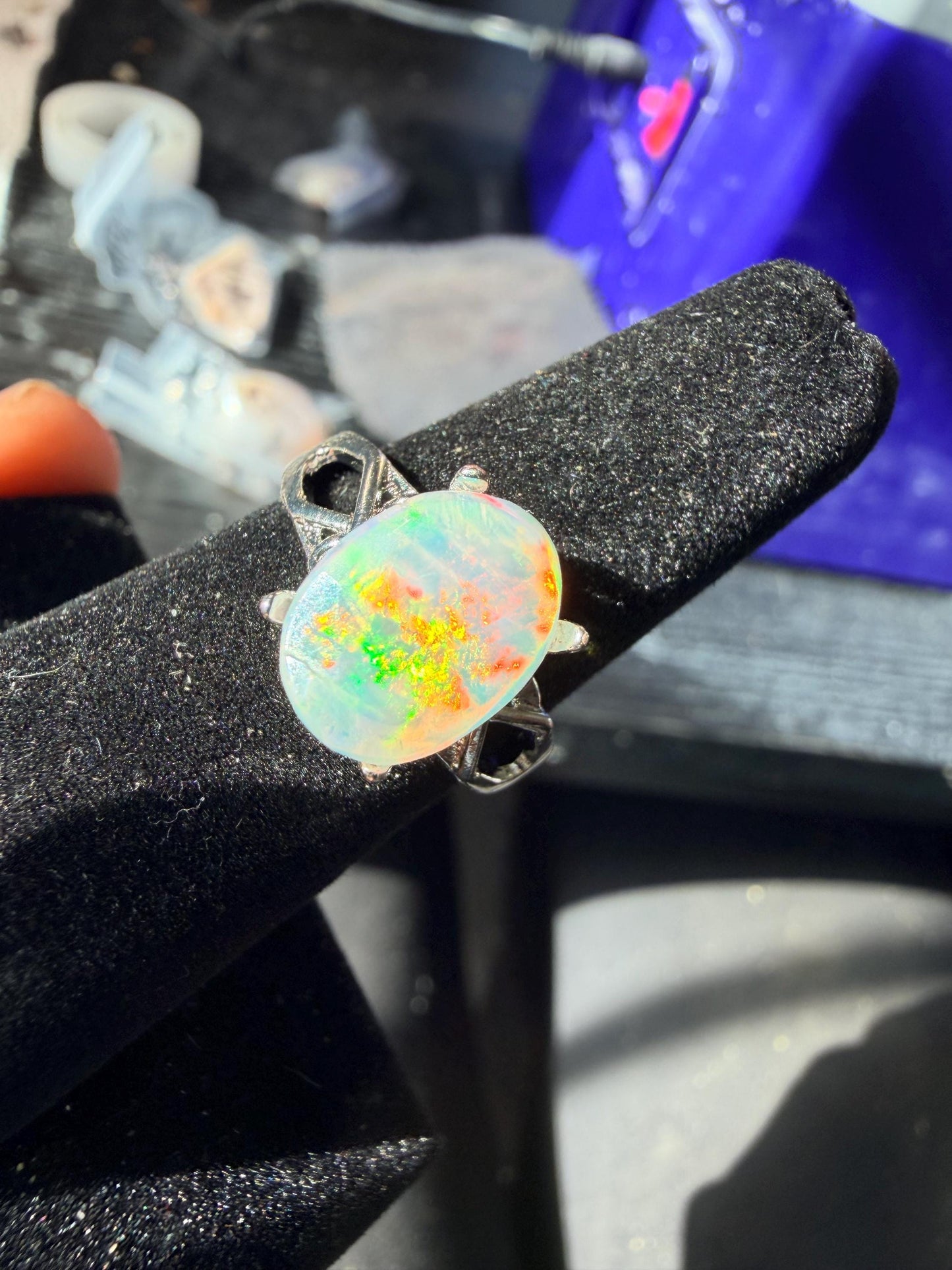 2.4 carat Ethiopian opal adjustable ring