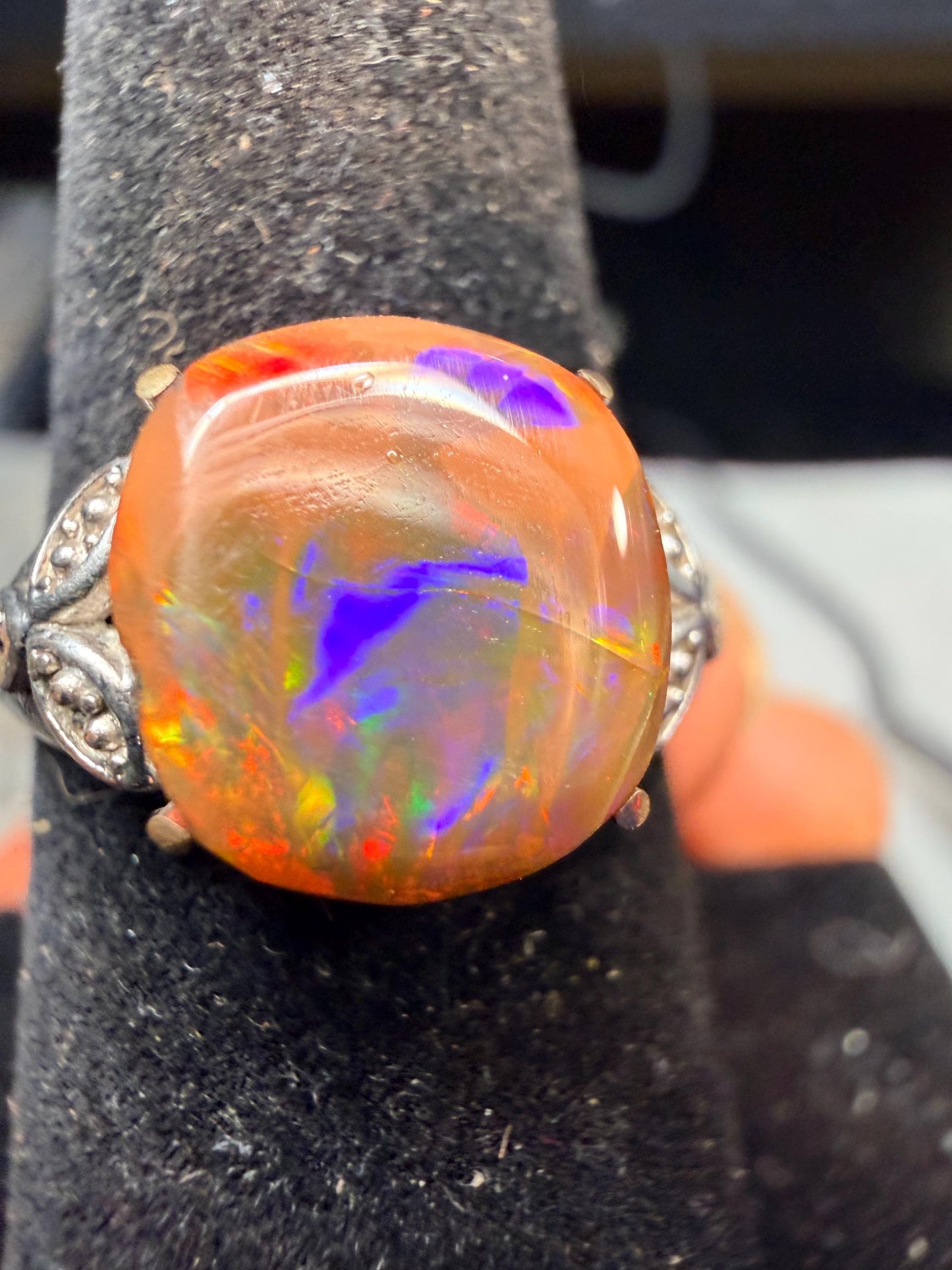 4.1 chocolate Ethiopian opal adjustable ring