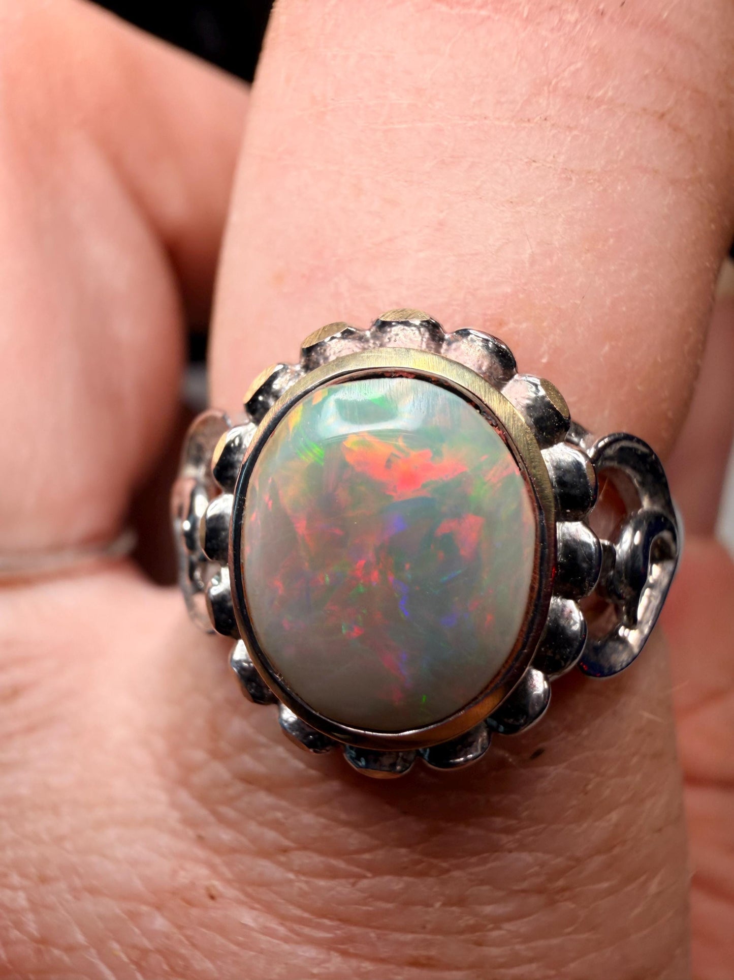 1.7 carat Ethiopian opal set in an adjustable ring