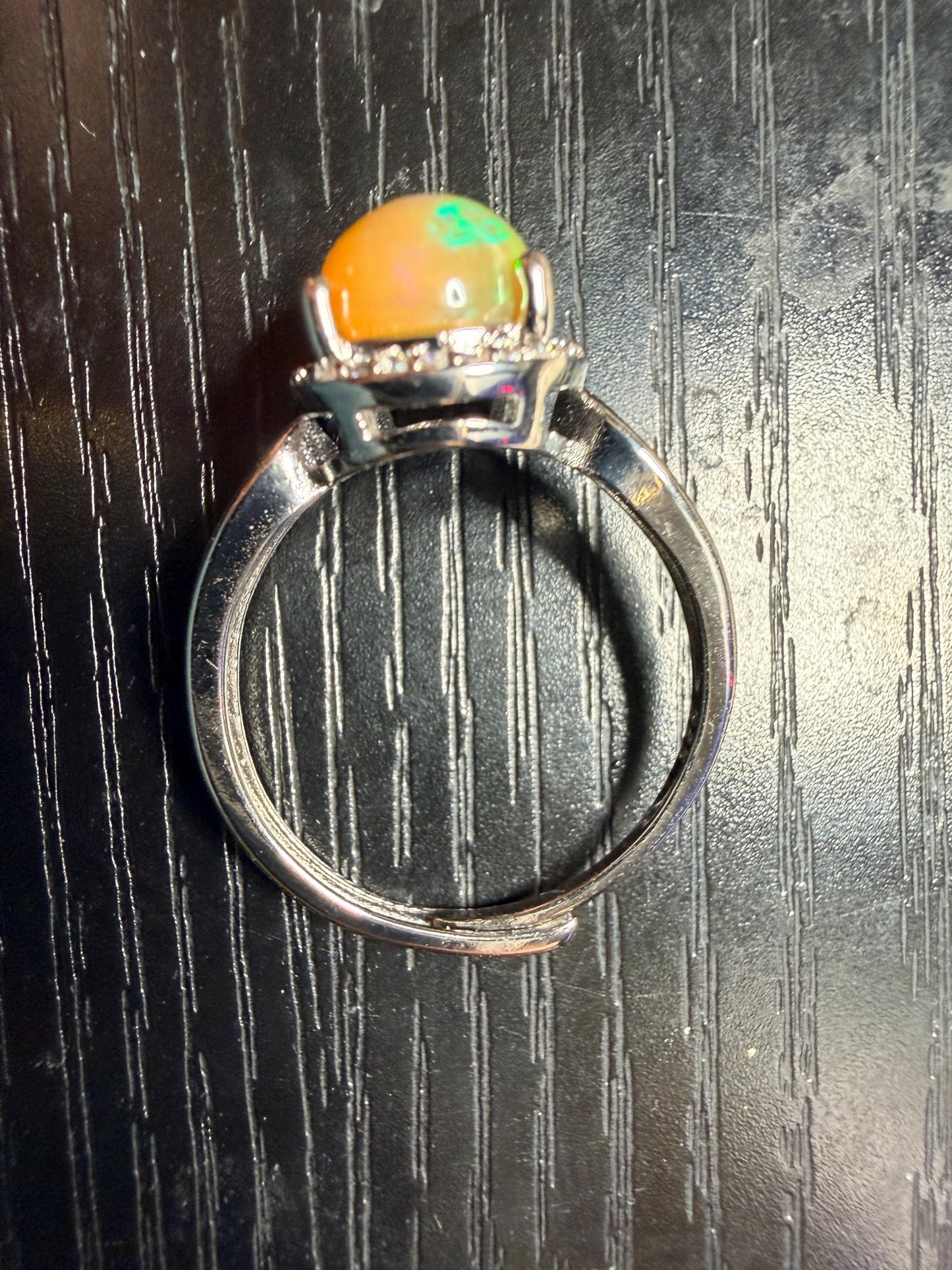 2.4 carat Ethiopian opal adjustable ring set in 925