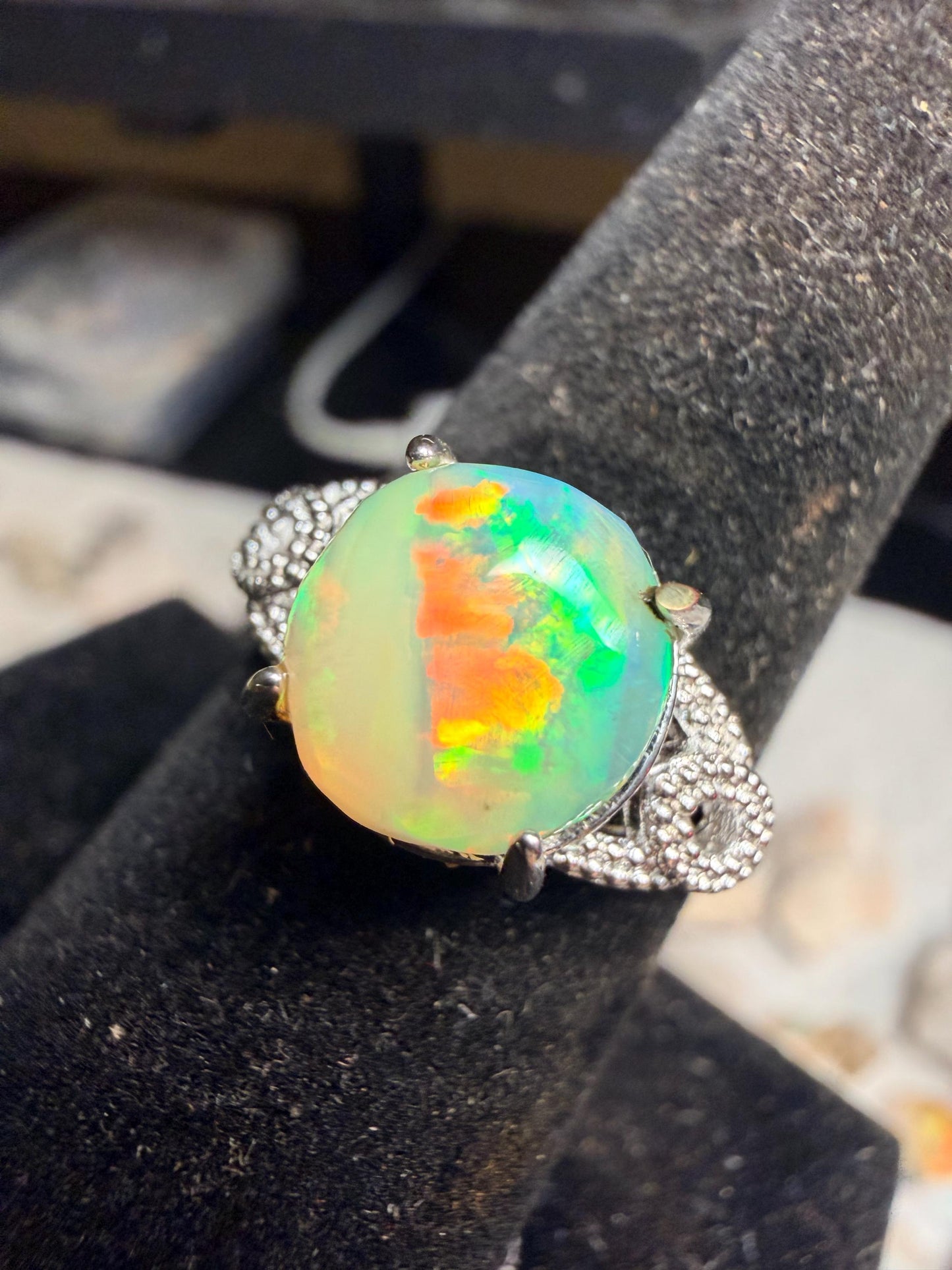 2.3 carat Ethiopian opal adjustable ring