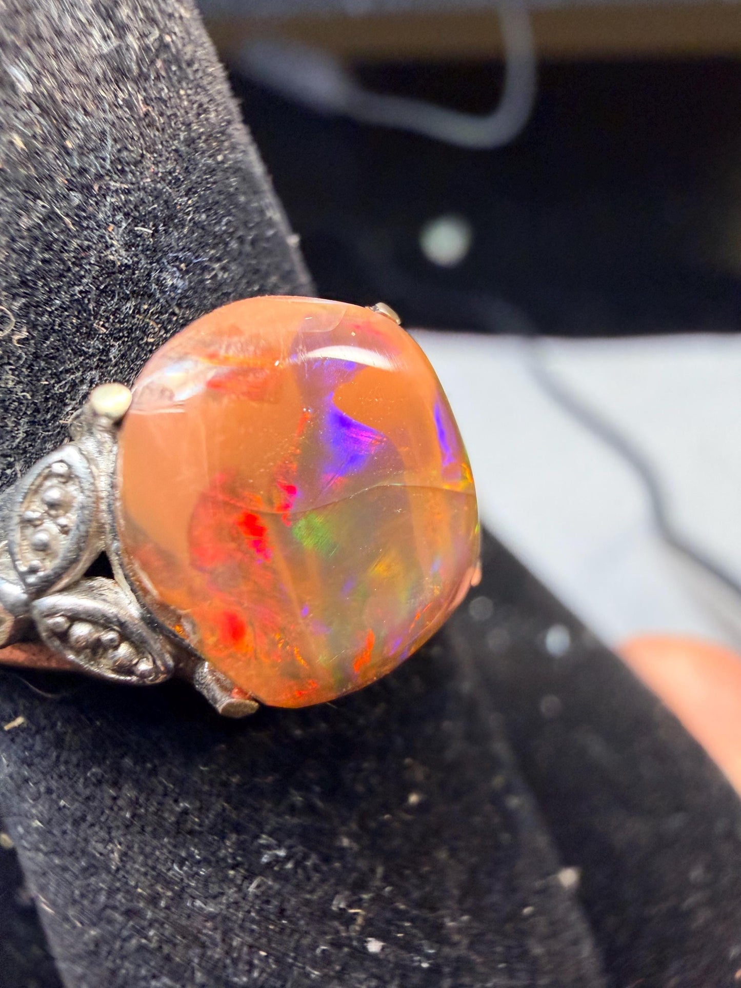 4.1 chocolate Ethiopian opal adjustable ring