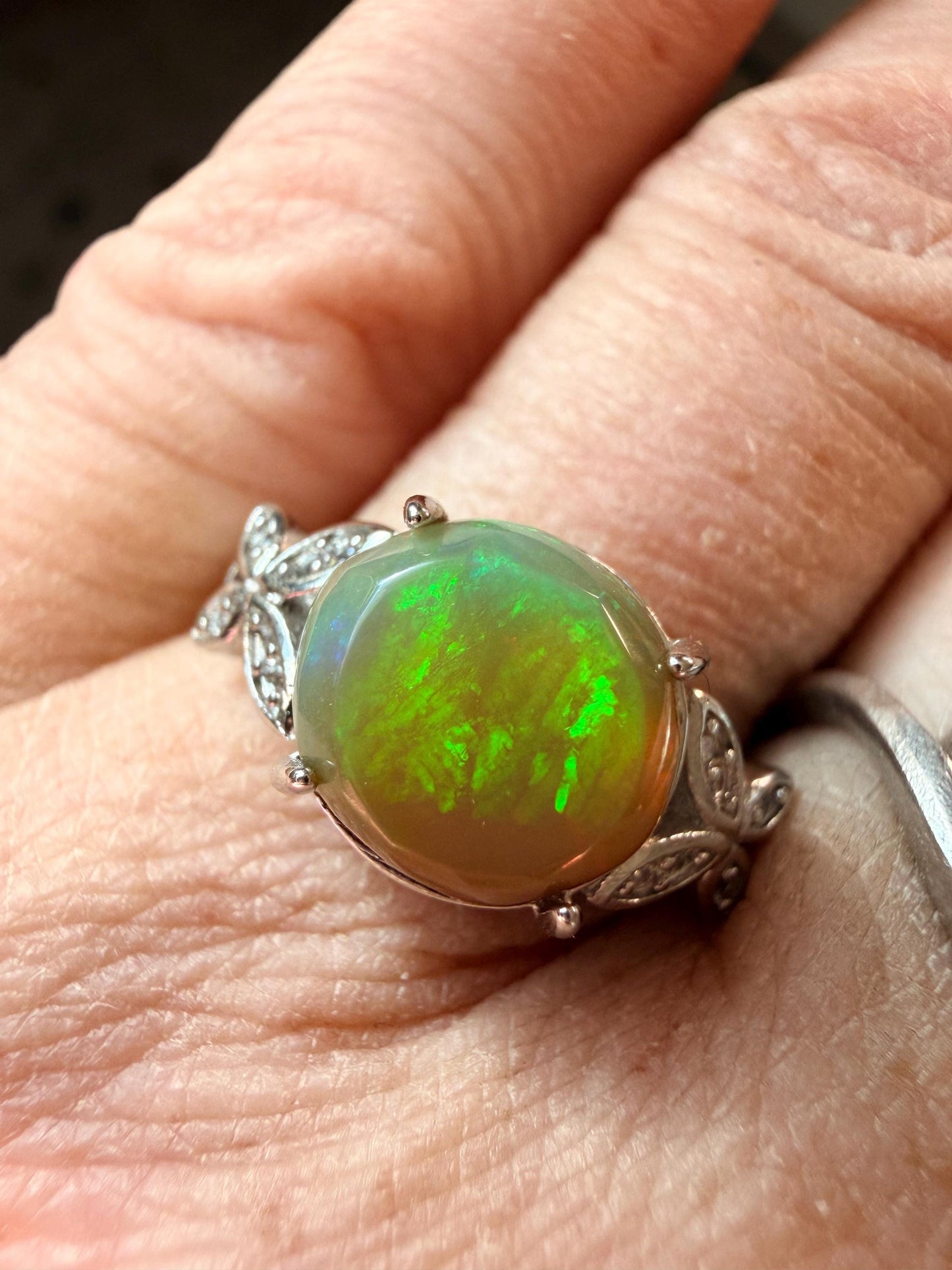 2.3 carat Ethiopian opal adjustable ring