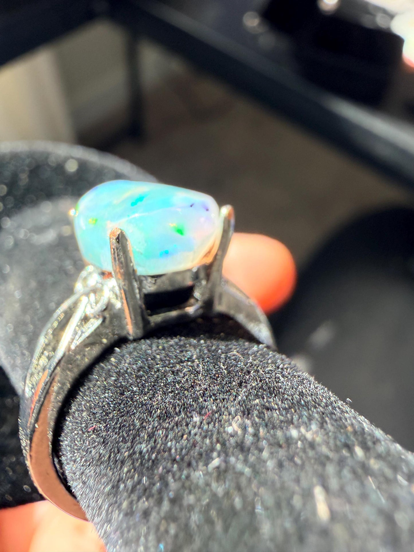 2.4 carat Ethiopian opal adjustable ring
