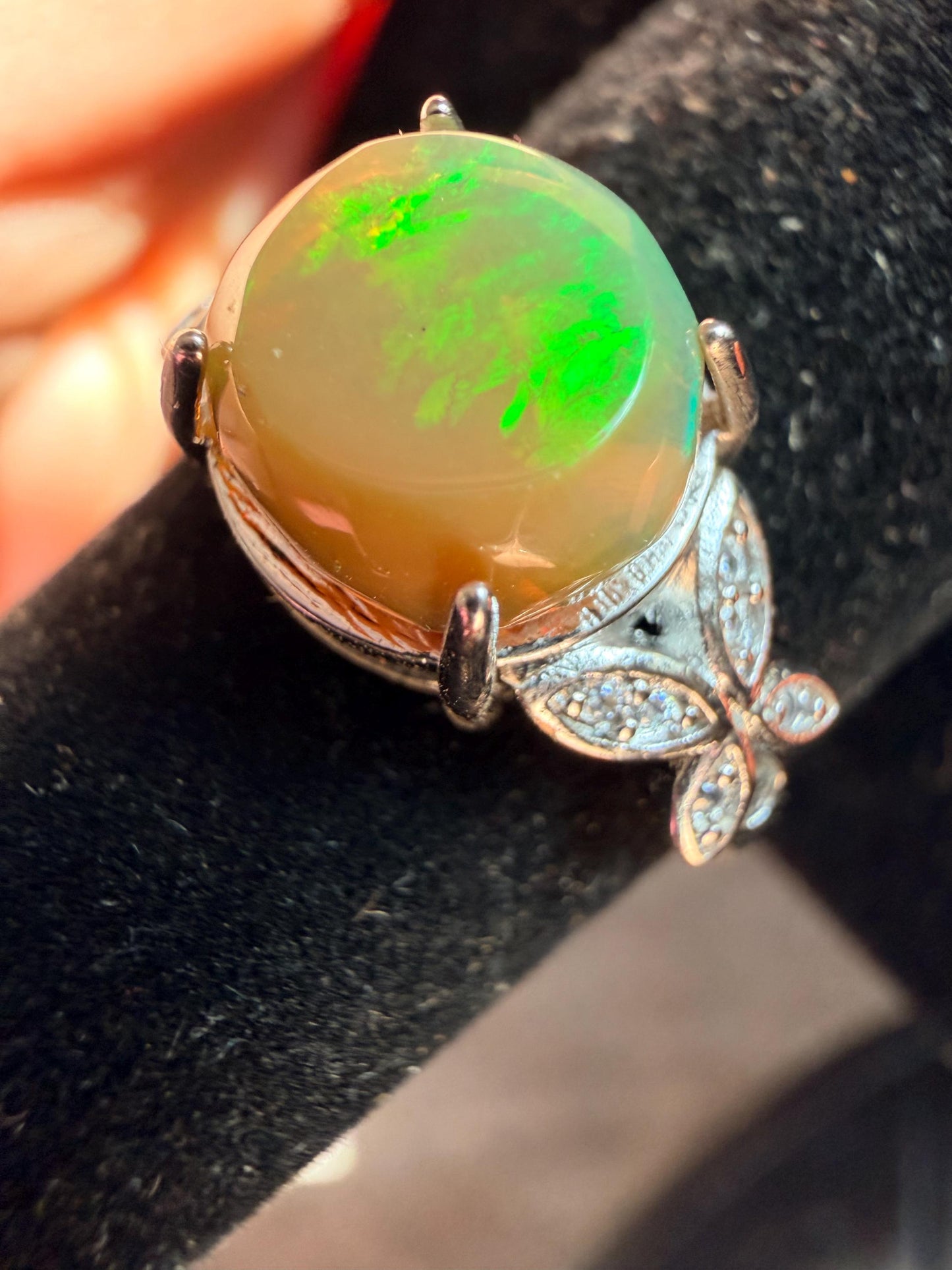 2.3 carat Ethiopian opal adjustable ring