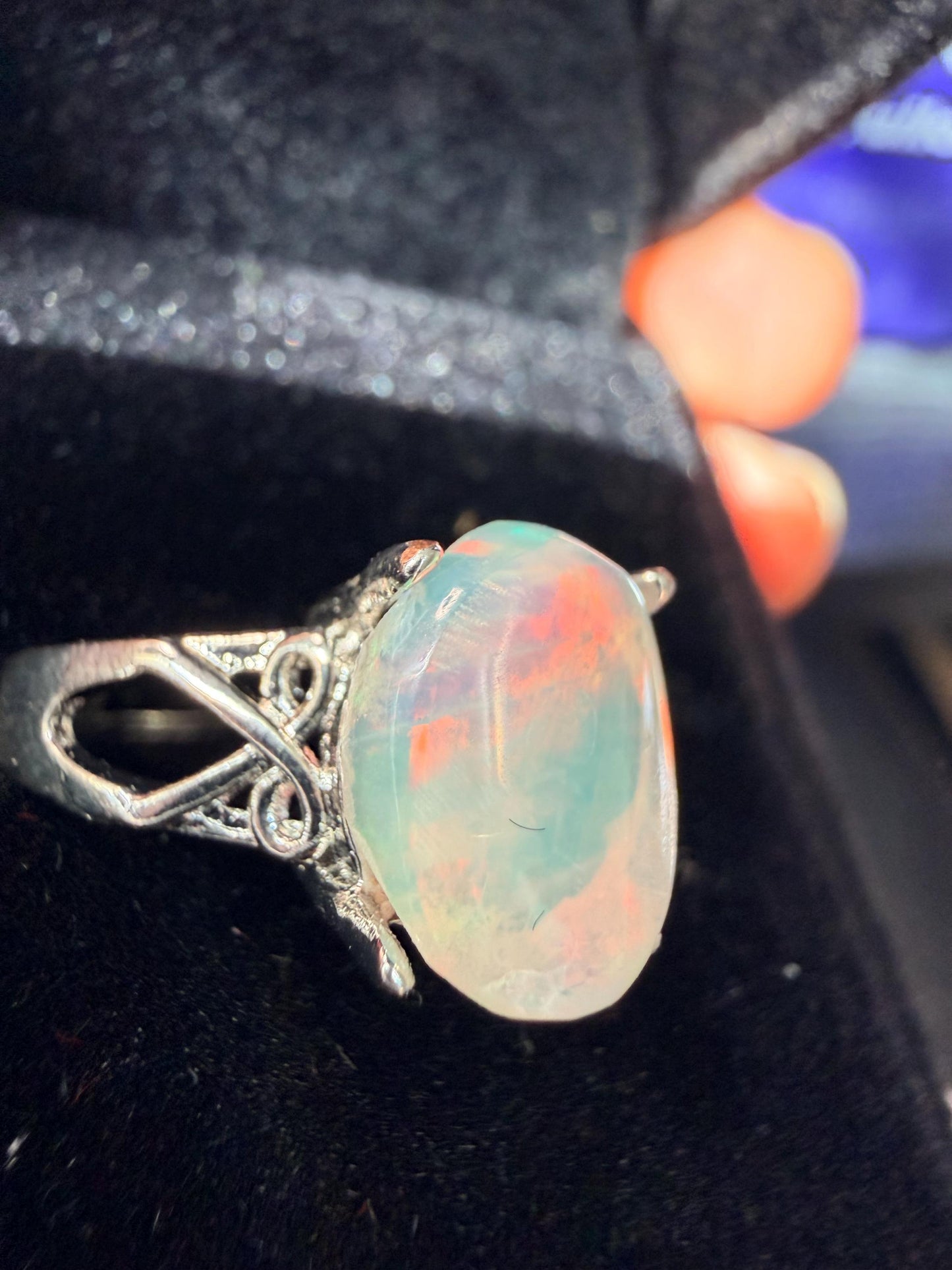 2.4 carat Ethiopian opal adjustable ring