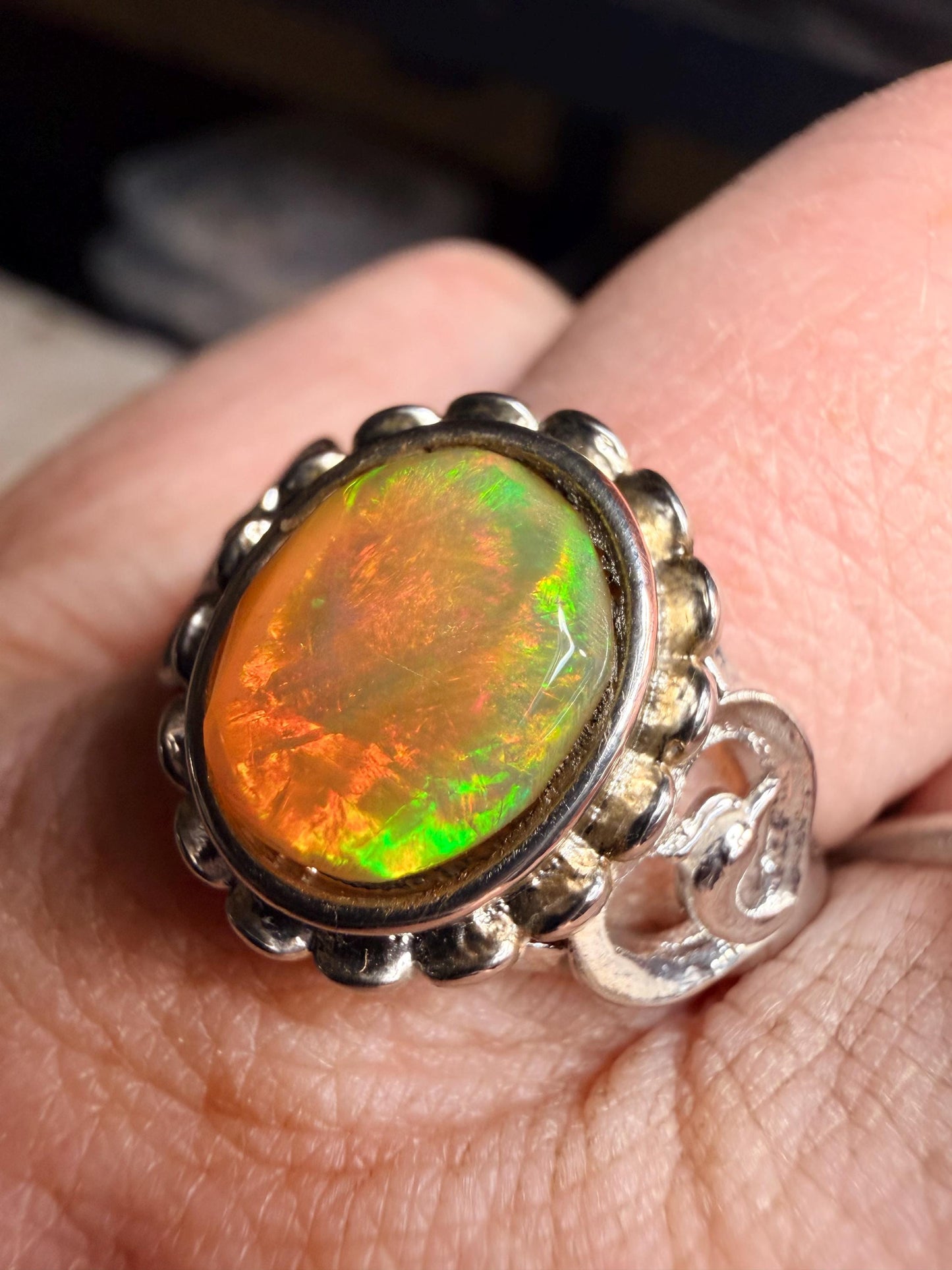 1.9 carat Ethiopian opal adjustable ring