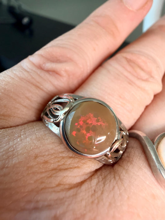 2.2 carat Ethiopian opal chocolate adjustable ring