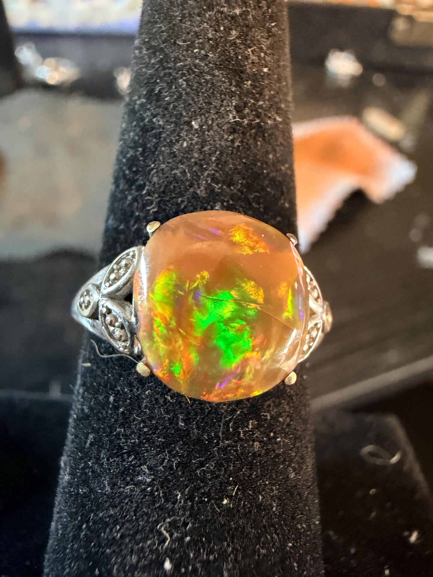 4.1 chocolate Ethiopian opal adjustable ring