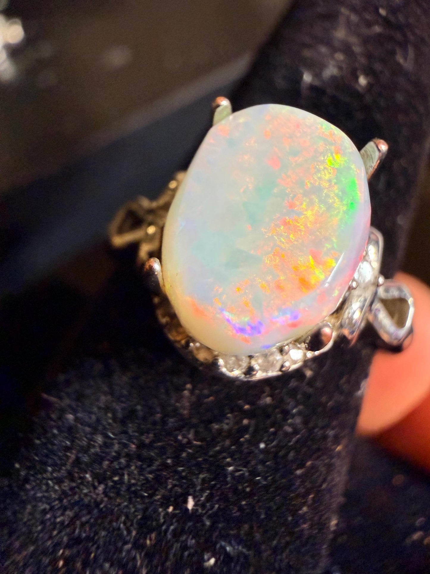 2 carat Australian opal silver adjustable ring (Coober Pedy)