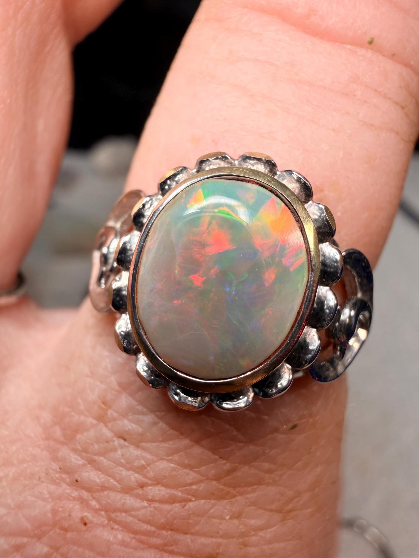 1.7 carat Ethiopian opal set in an adjustable ring