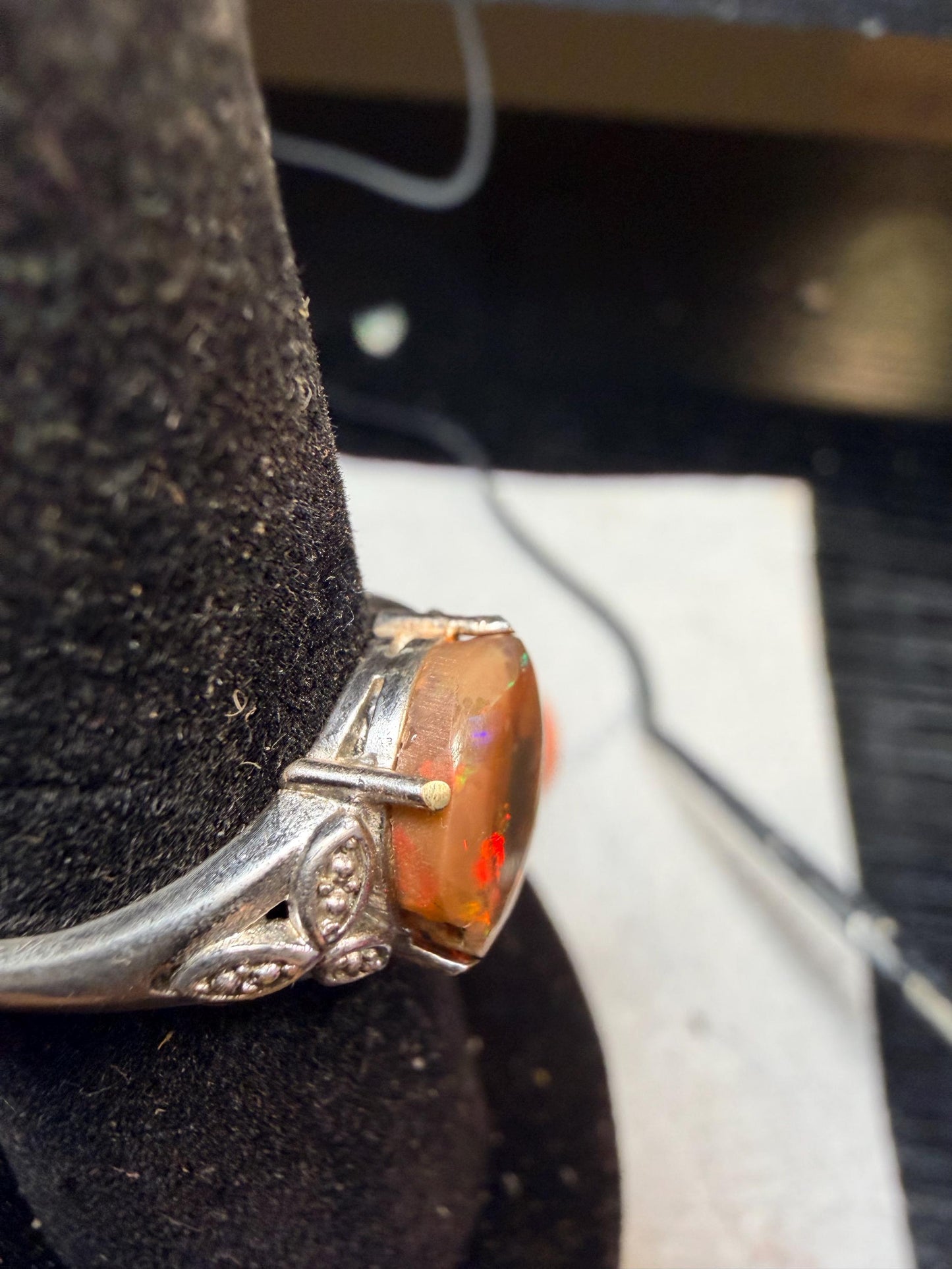 4.1 chocolate Ethiopian opal adjustable ring