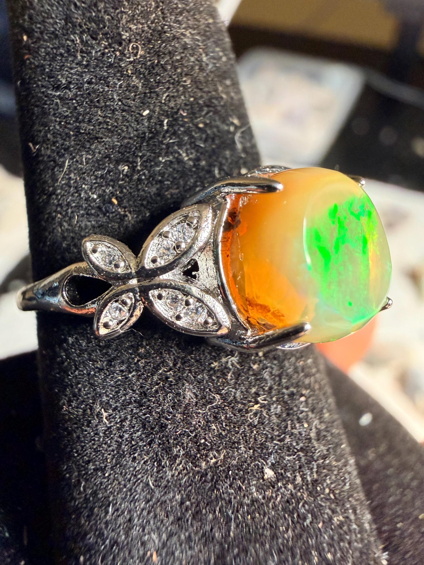 2.3 carat Ethiopian opal adjustable ring