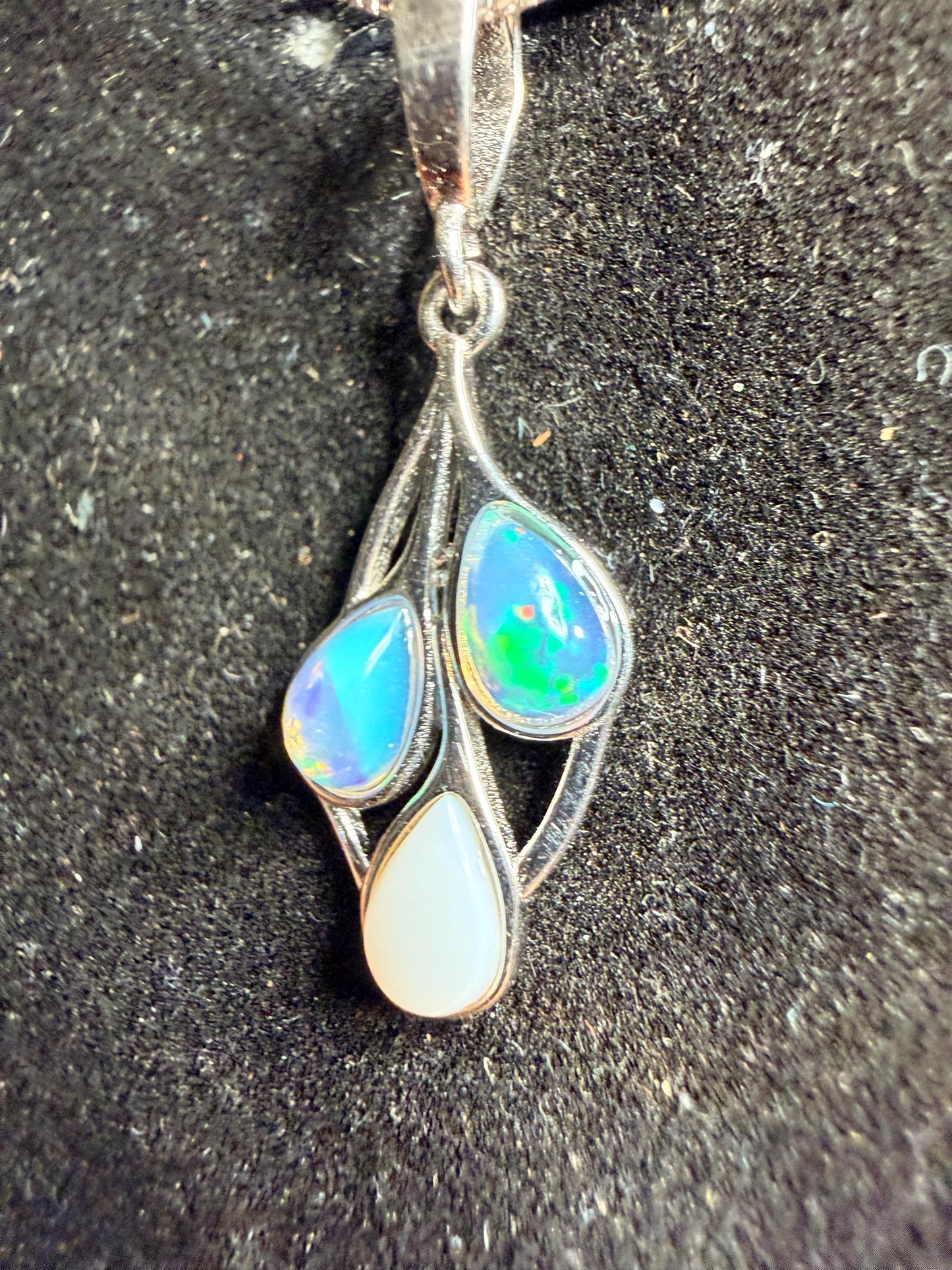Australian and Ethiopian opal silver pendant