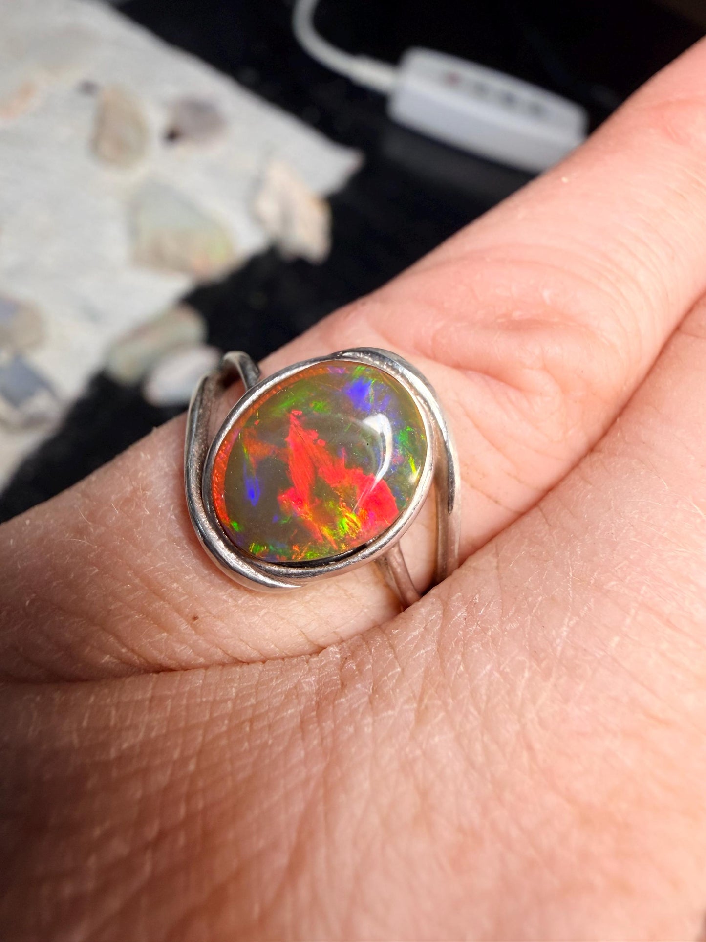 2.2 carat Ethiopian opal adjustable ring all natural