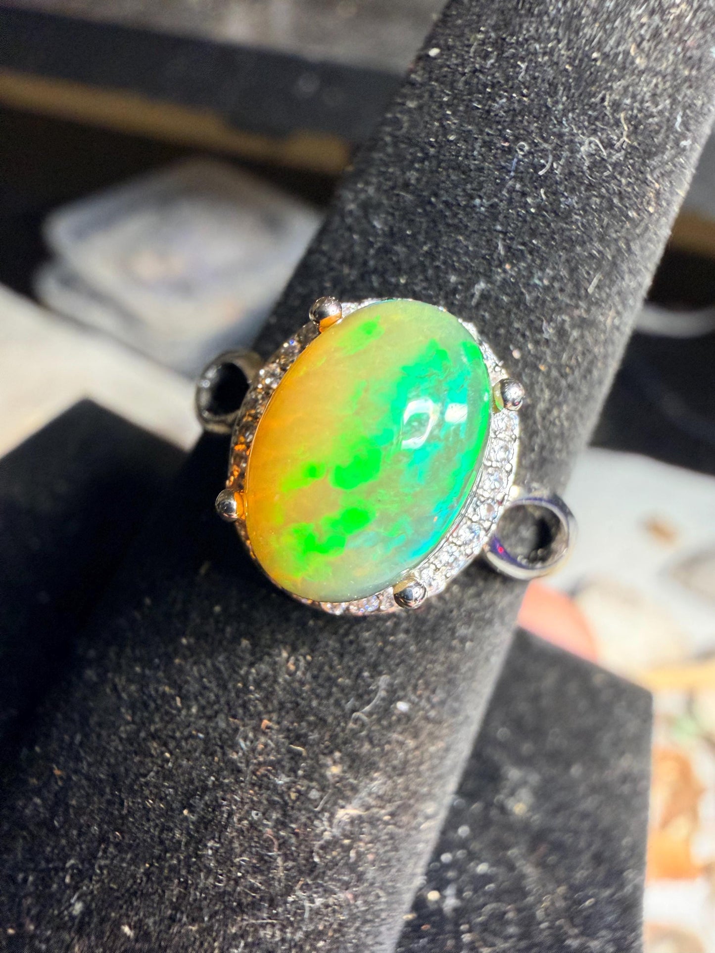 2.4 carat Ethiopian opal adjustable ring set in 925