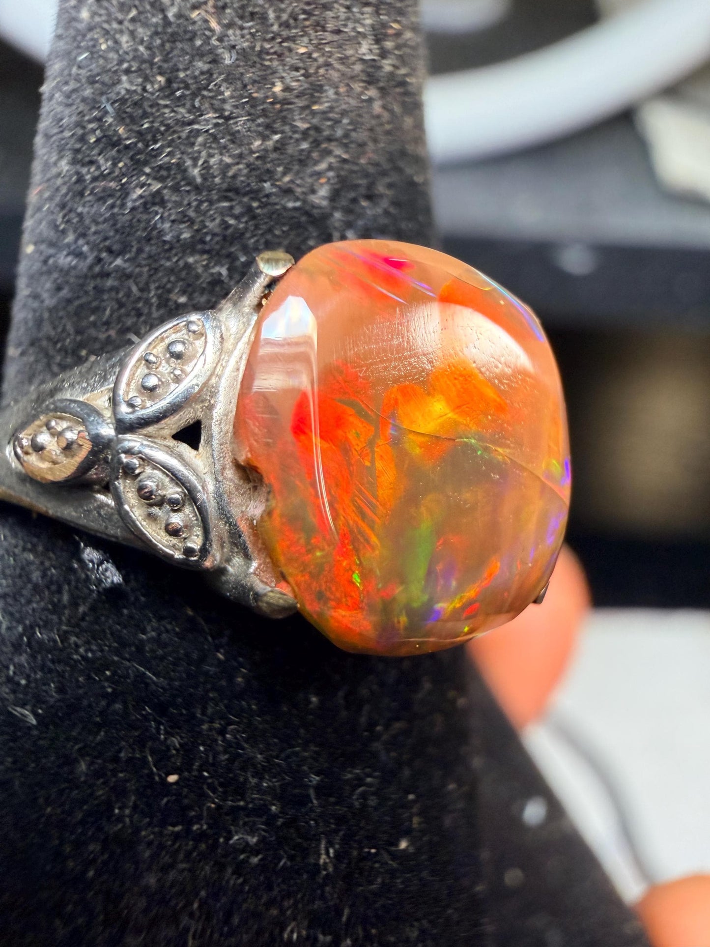 4.1 chocolate Ethiopian opal adjustable ring