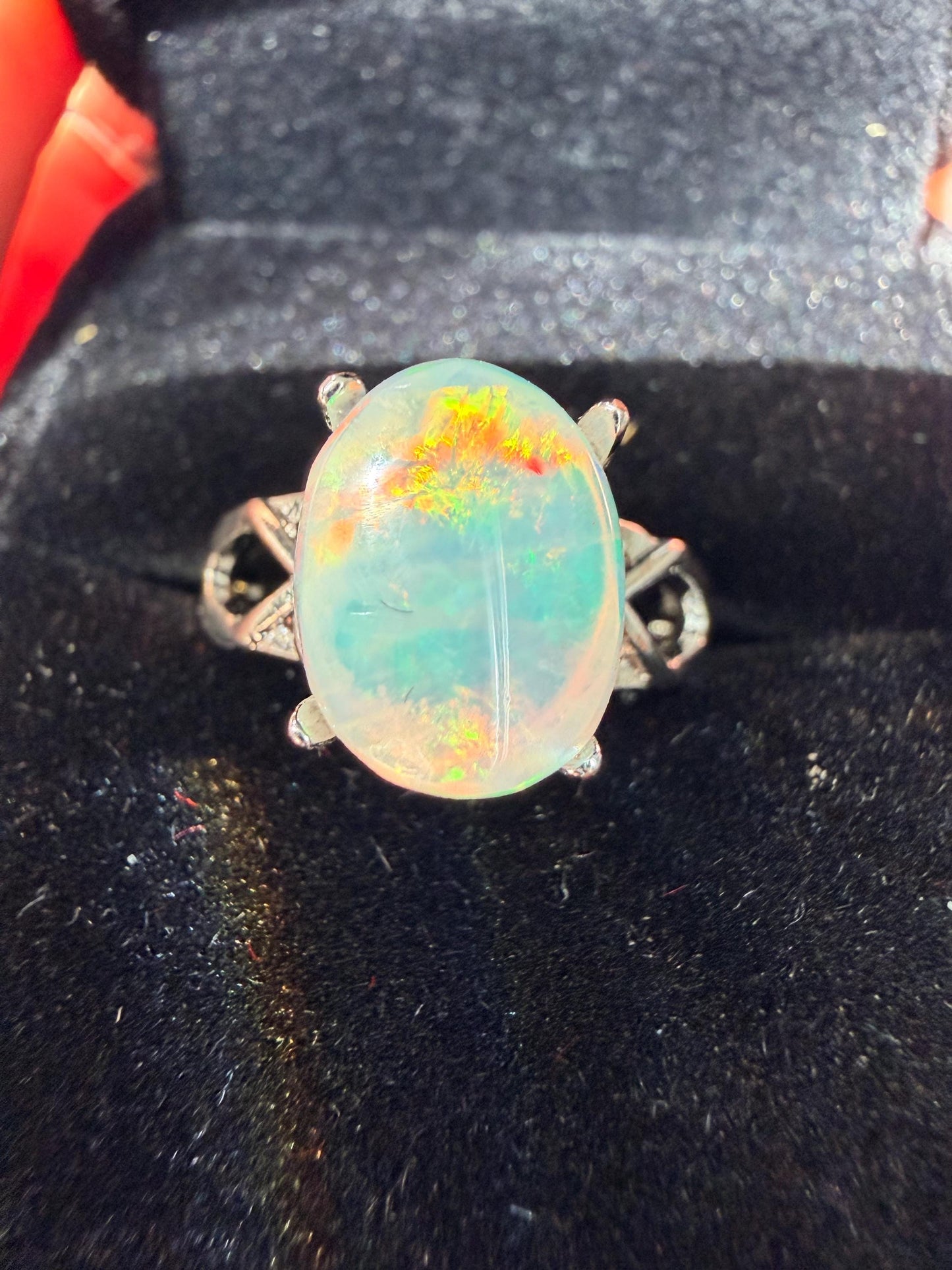 2.4 carat Ethiopian opal adjustable ring
