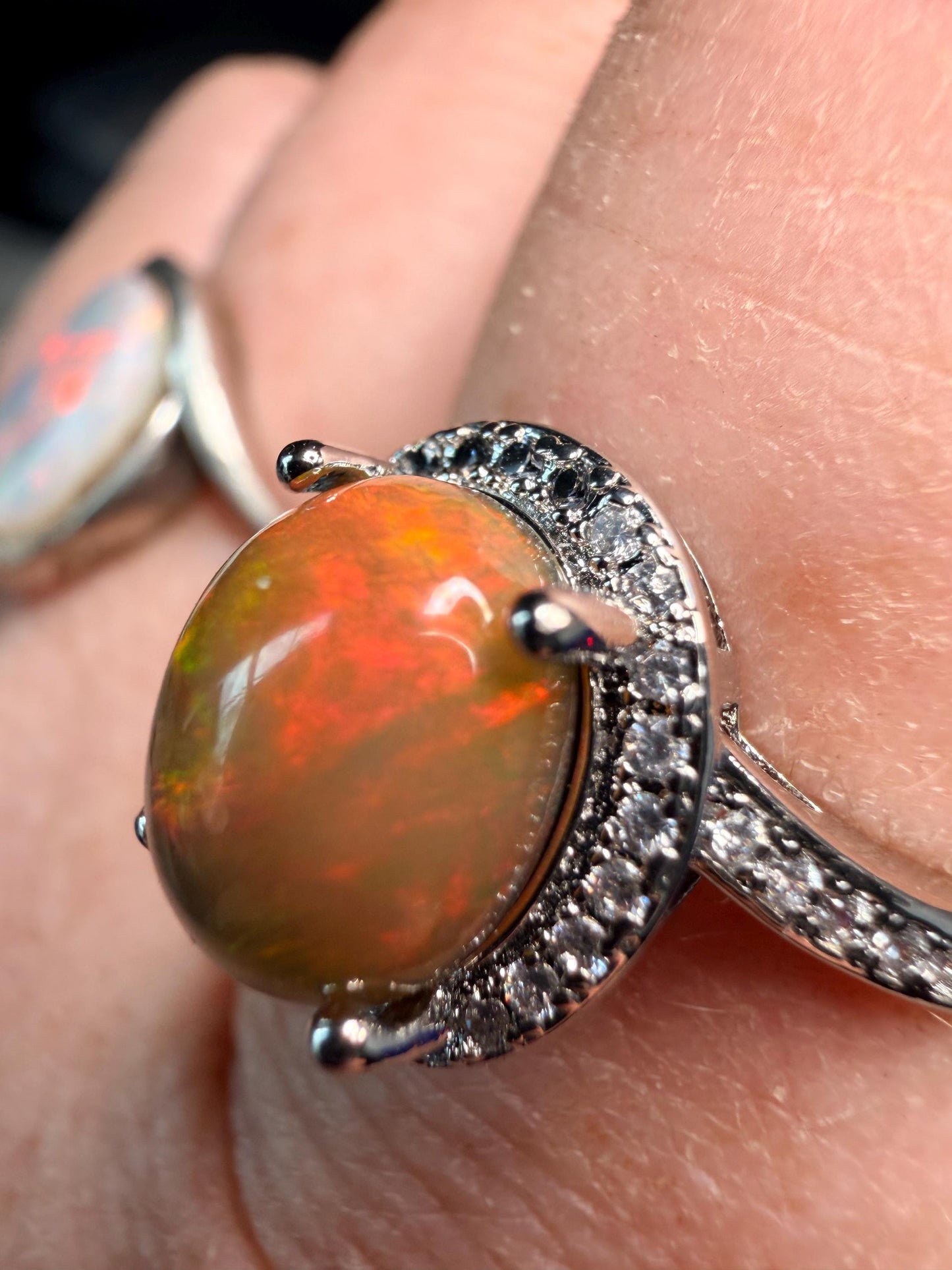 Gorgeous dark 2.7 carat Ethiopian opal adjustable ring