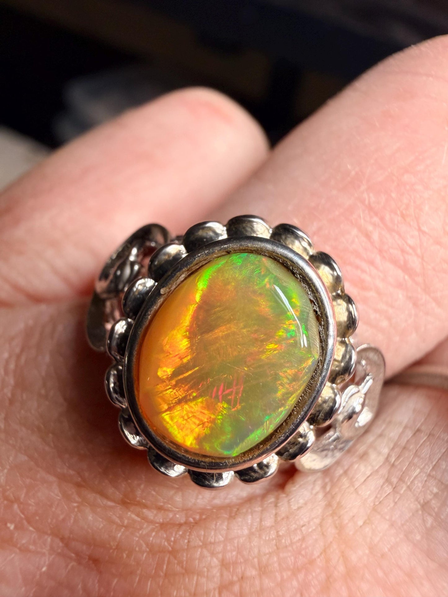 1.9 carat Ethiopian opal adjustable ring