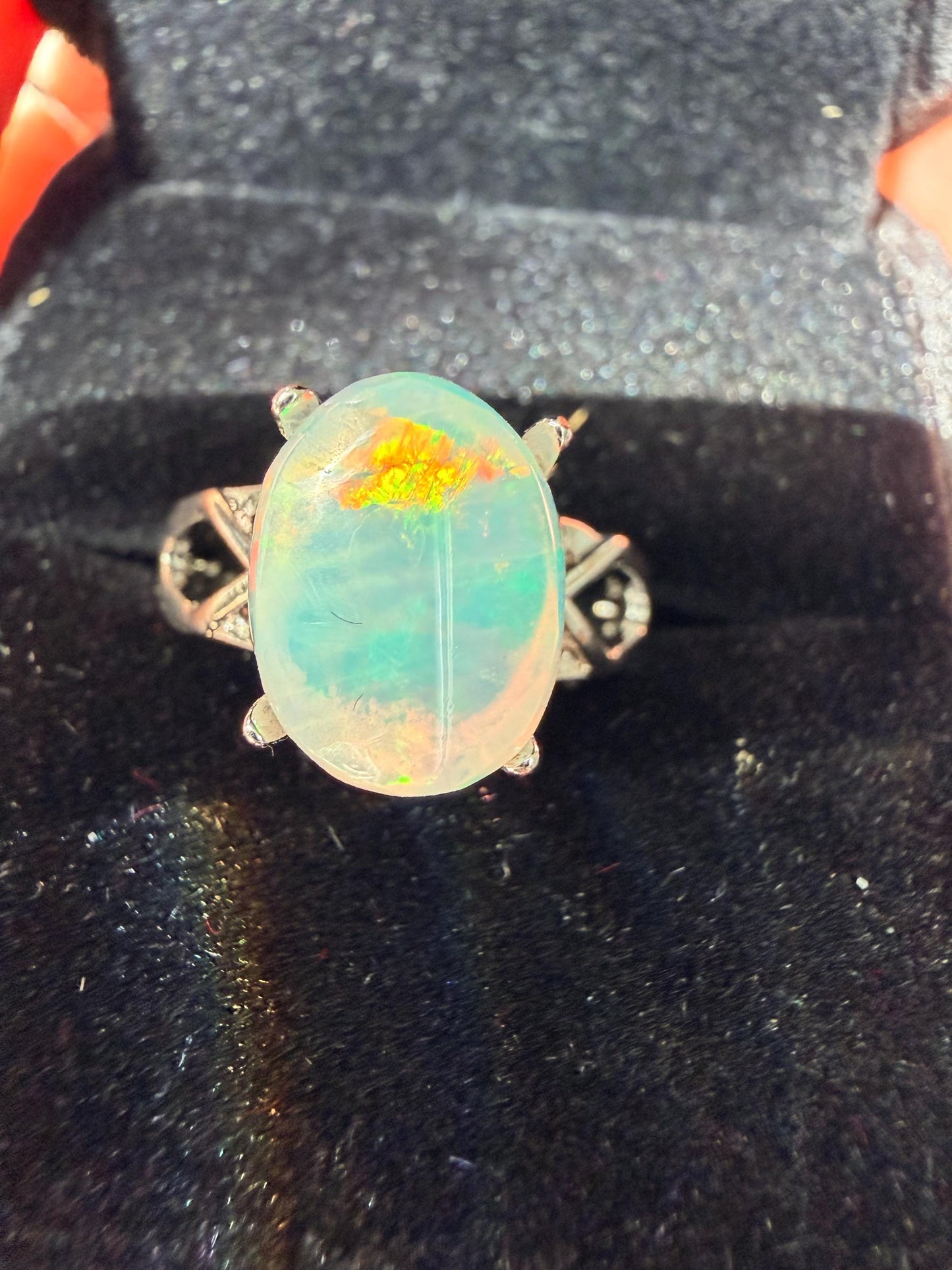 2.4 carat Ethiopian opal adjustable ring