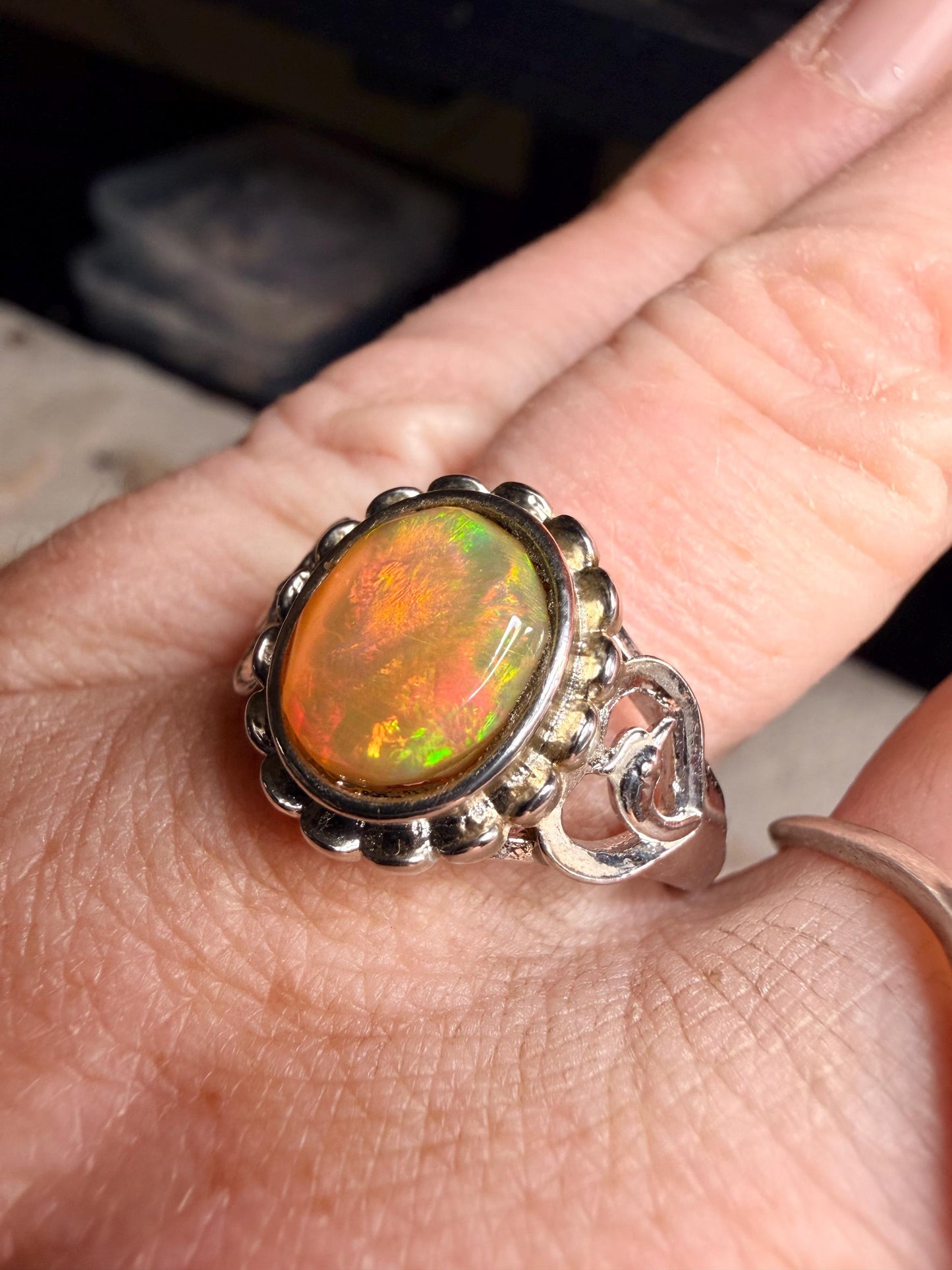1.9 carat Ethiopian opal adjustable ring