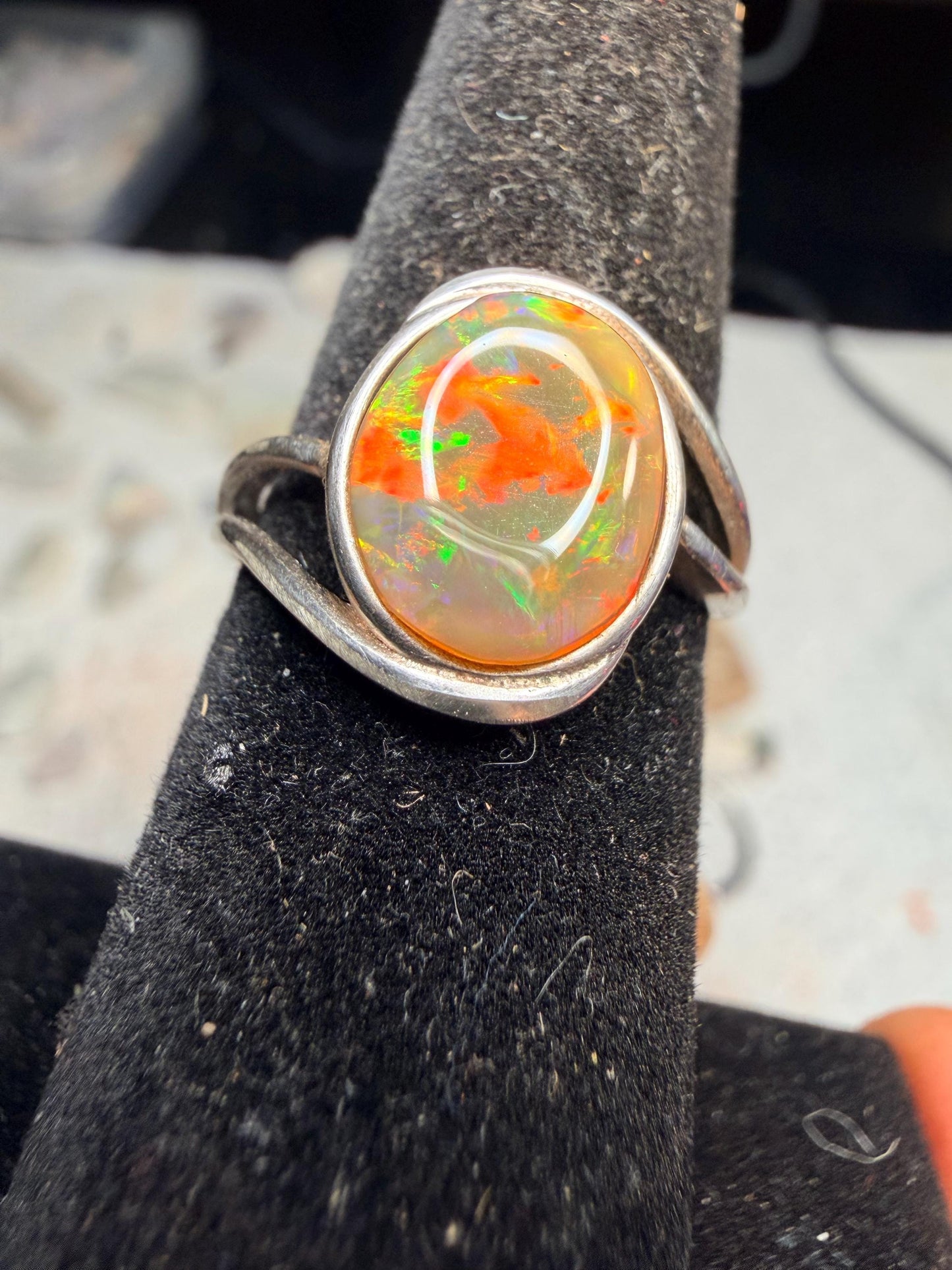 2.2 carat Ethiopian opal adjustable ring all natural